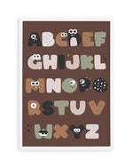 Monster Alphabet | Brown Art Print