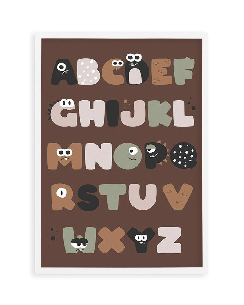 Monster Alphabet | Brown Art Print