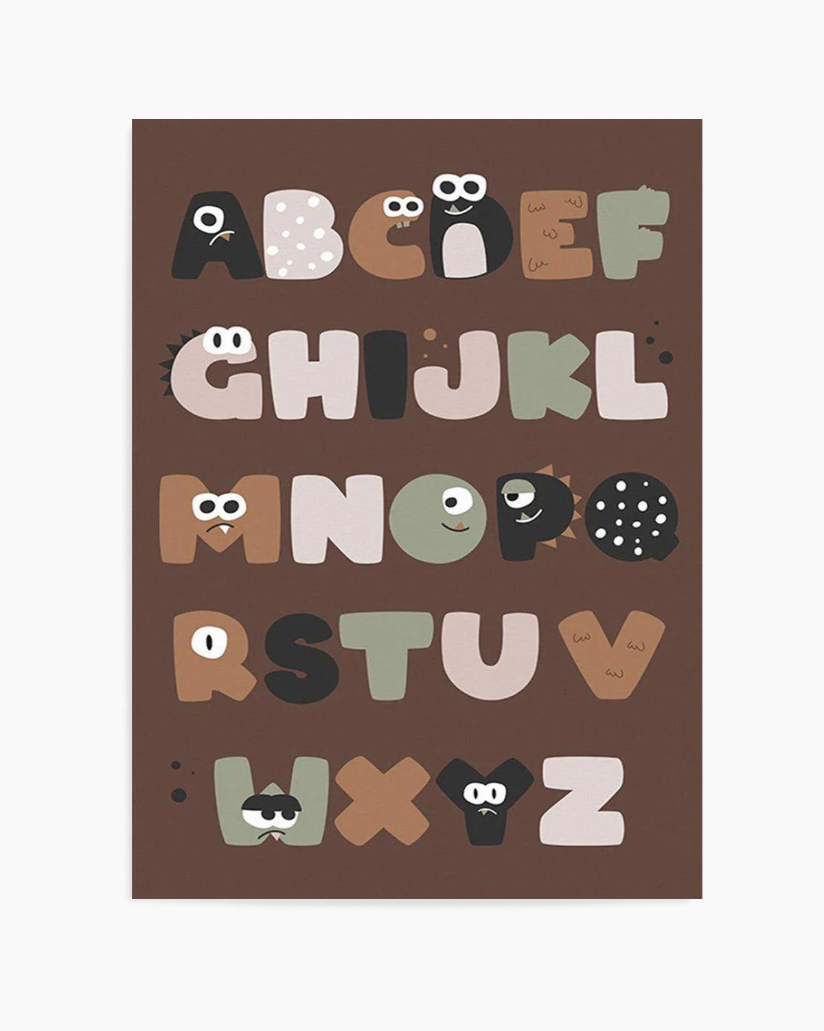 Monster Alphabet | Brown Art Print