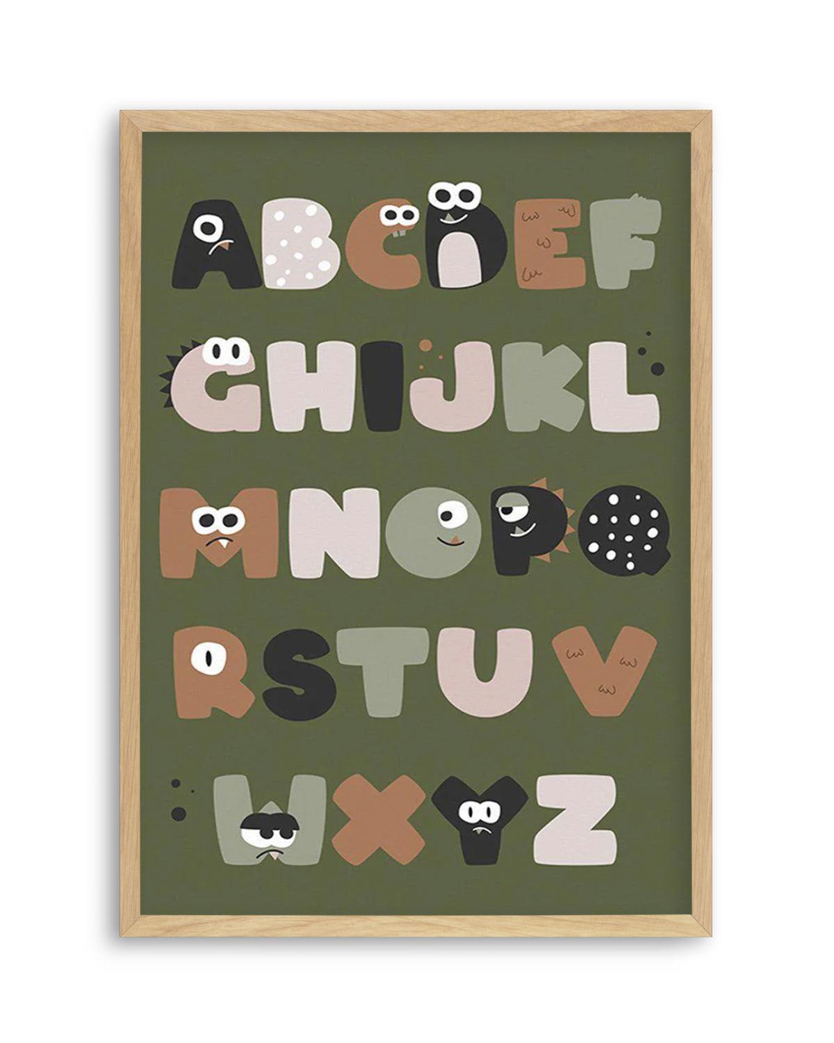 Monster Alphabet | Khaki Art Print