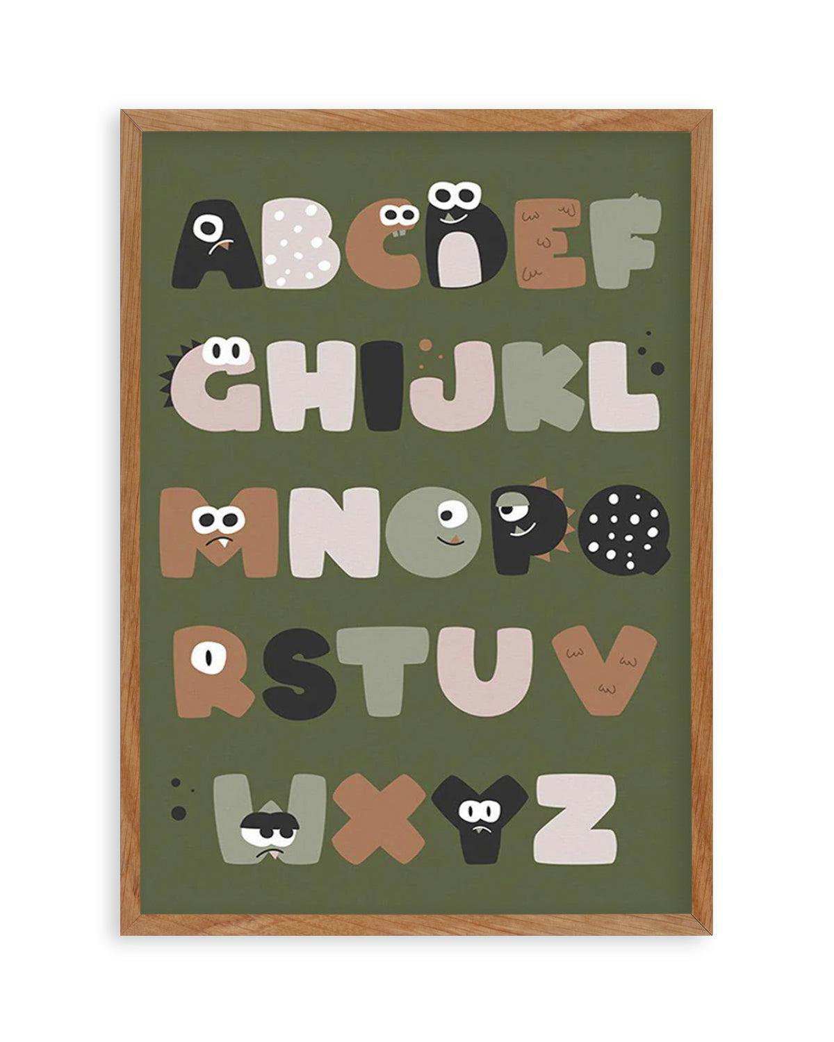 Monster Alphabet | Khaki Art Print