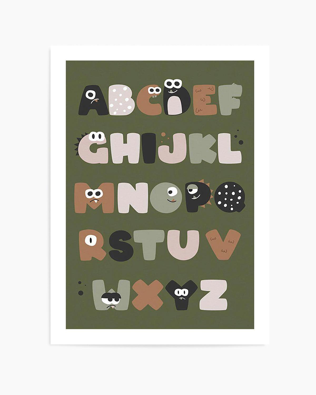 Monster Alphabet | Khaki Art Print