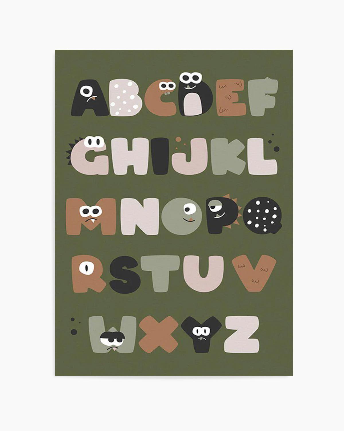 Monster Alphabet | Khaki Art Print