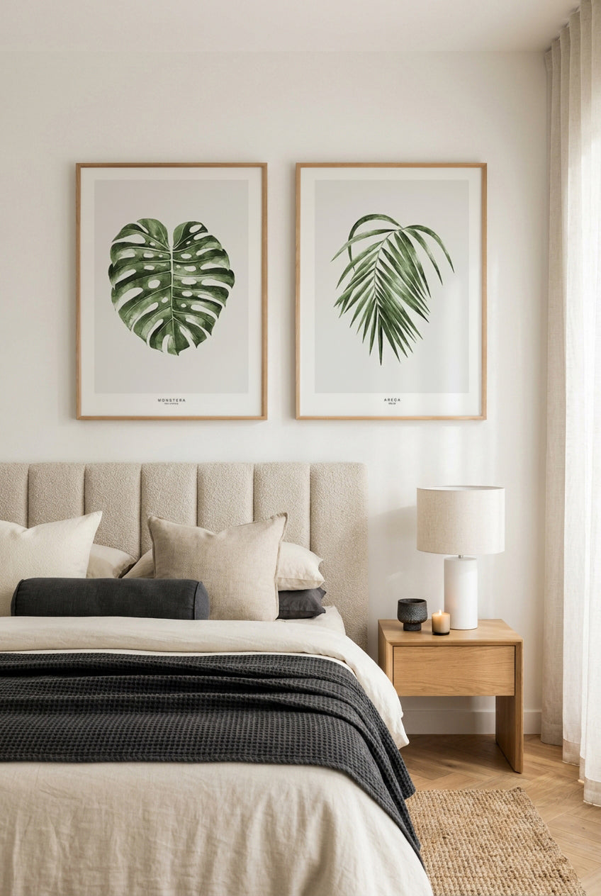 Monstera Palm & Arcera Palm Art Print Set of 2 | Matching Wall Art