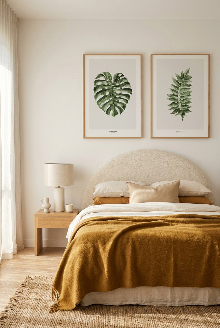 Monstera Palm & Monstera Subpinatta Art Print Set of 2 | Matching Wall Art