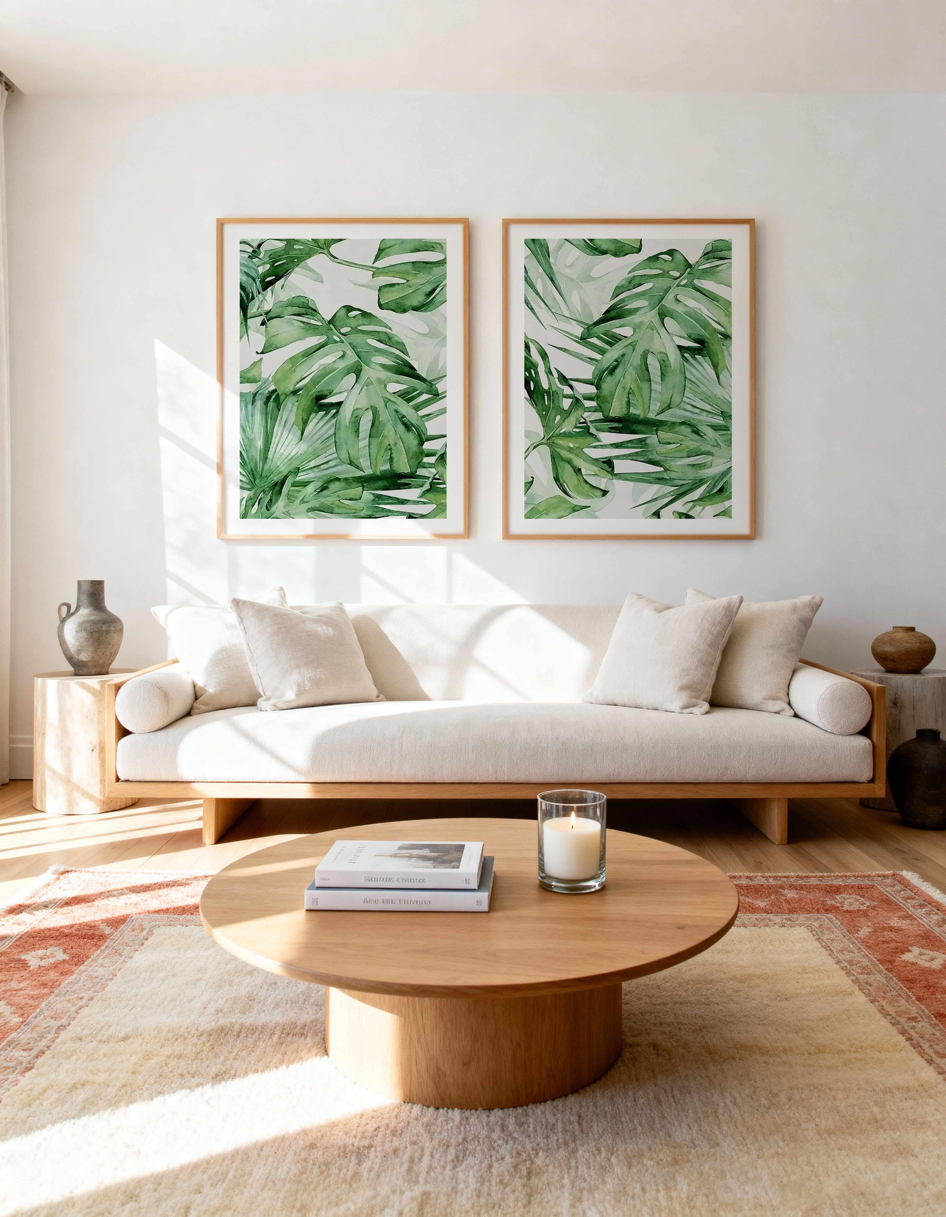 Monstera in Watercolour I & II Art Print Set of 2 | Matching Wall Art from Olive et Oriel where you can shop wallpaper and artworks online