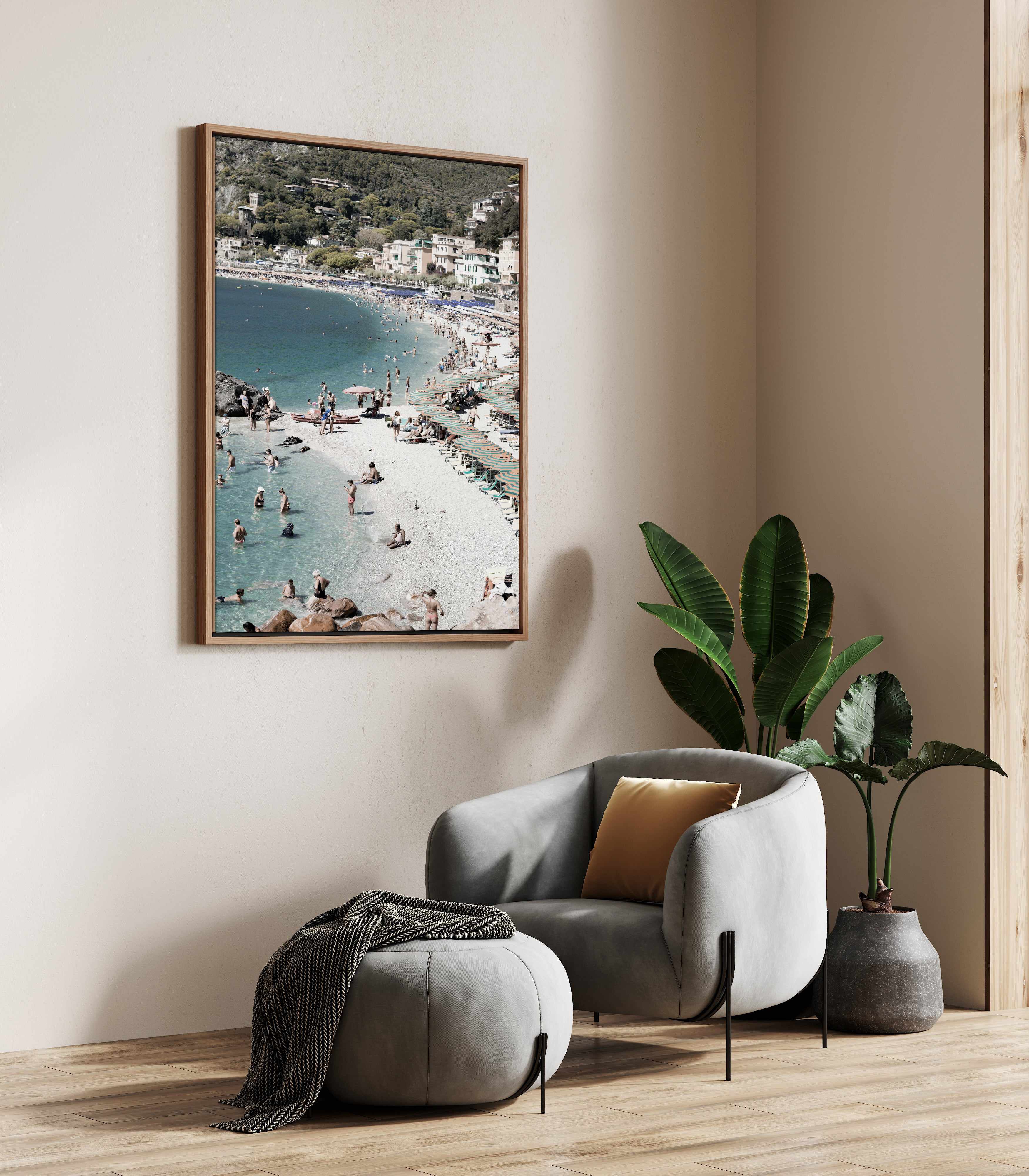 Monterosso Beach Days | Framed Canvas Art Print