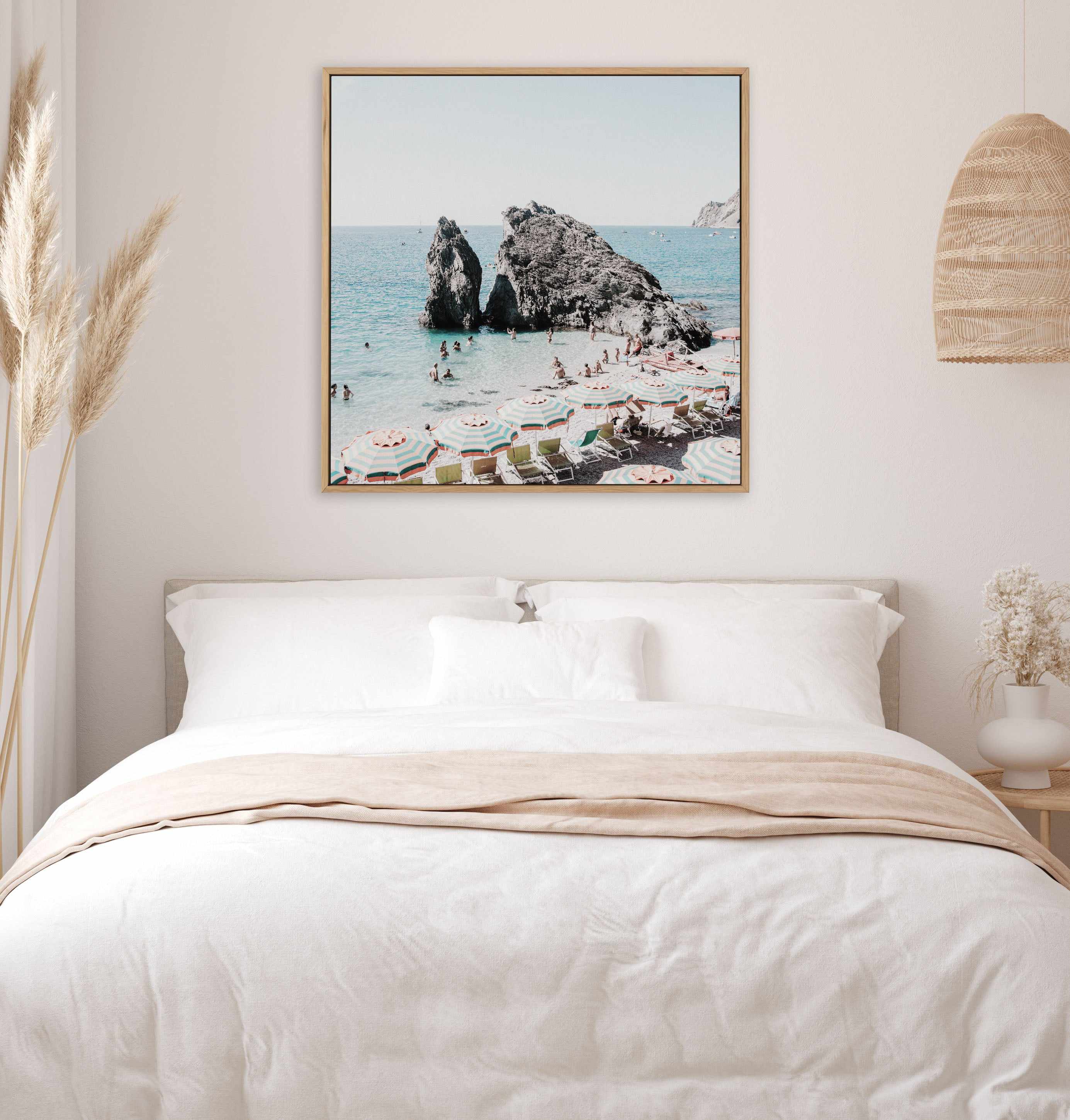 Monterosso Rocks Italy | Framed Canvas Art Print