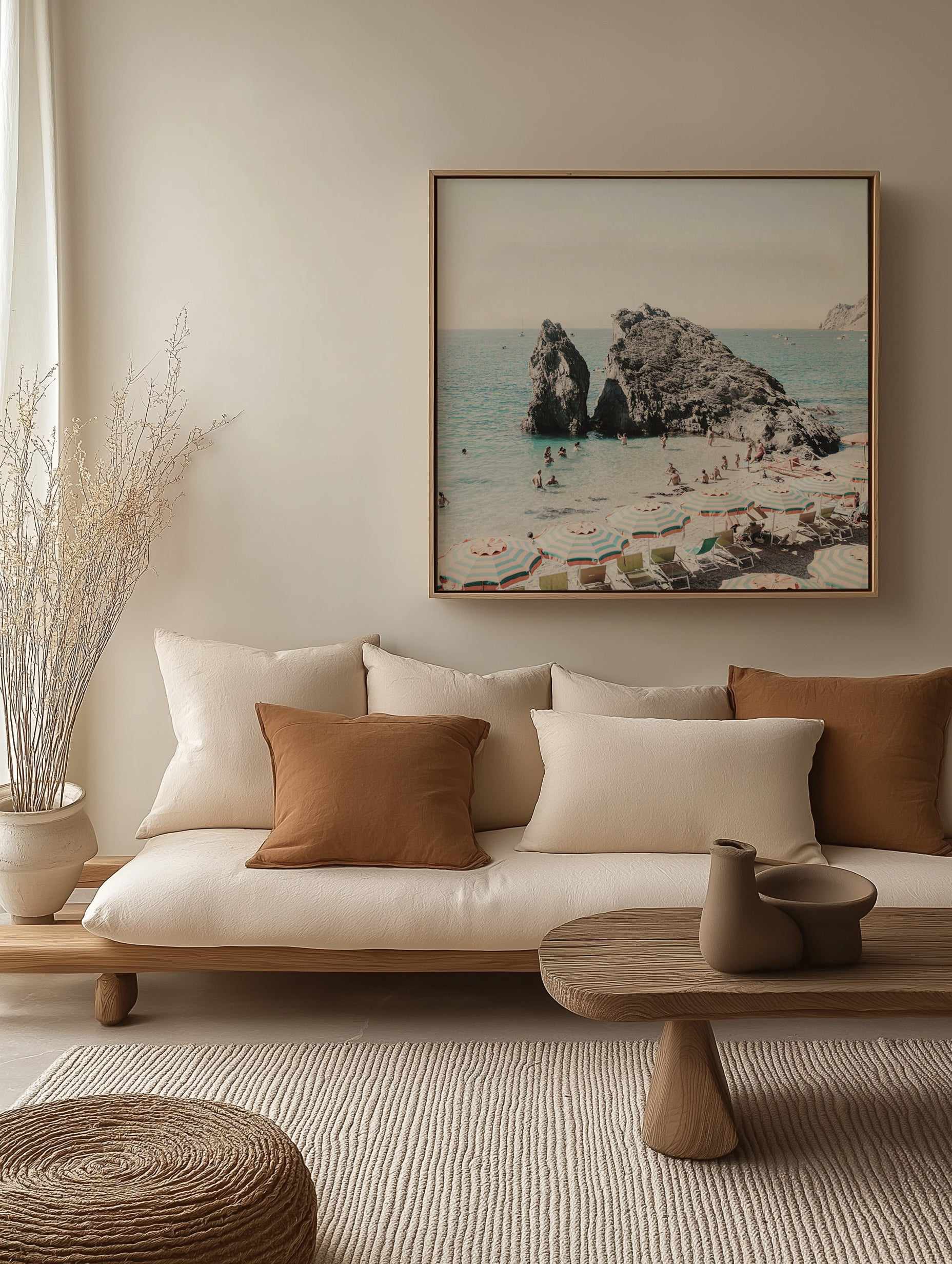 Monterosso Rocks Italy | Framed Canvas Art Print