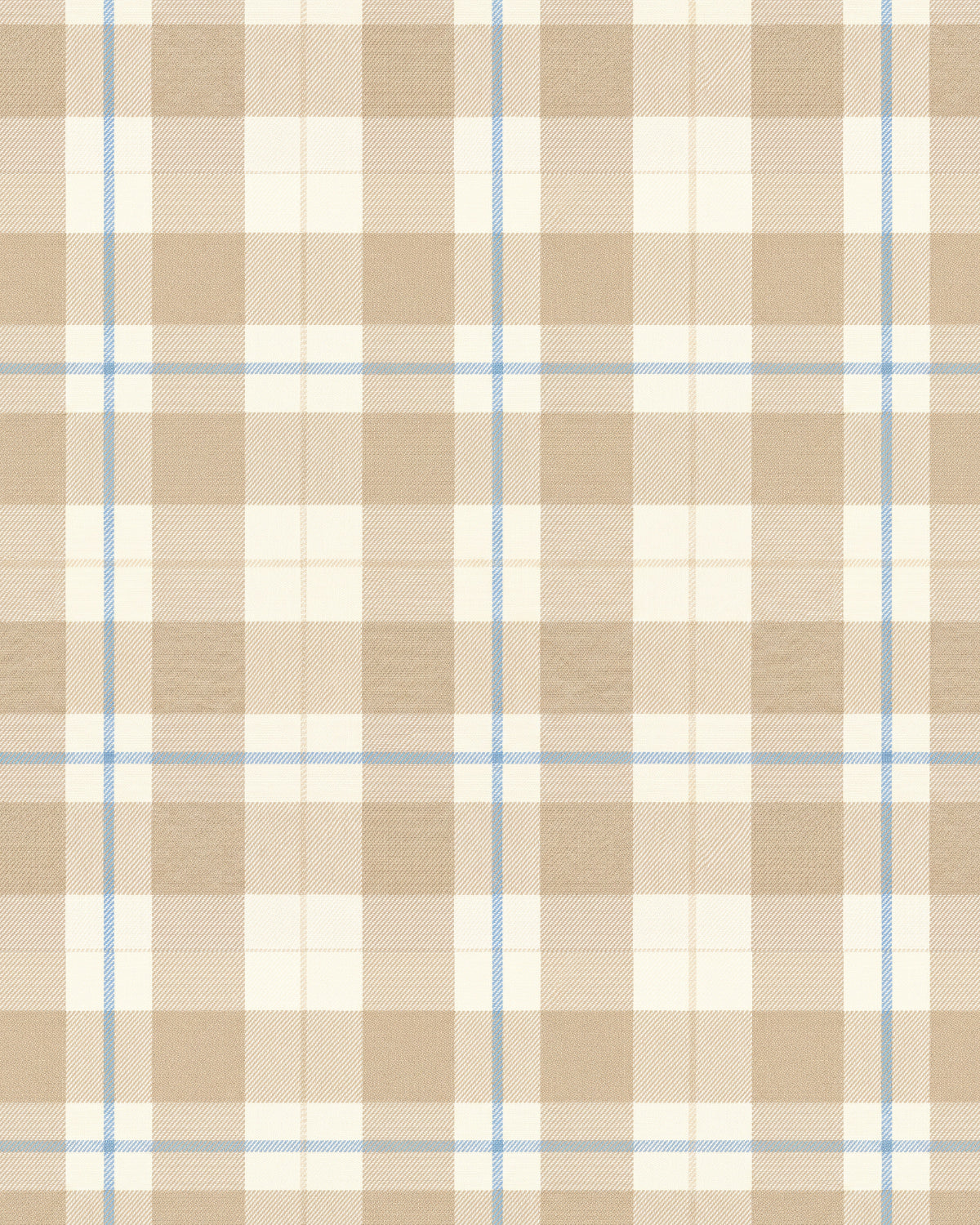 Ashcombe Tartan in Blue & Beige Wallpaper