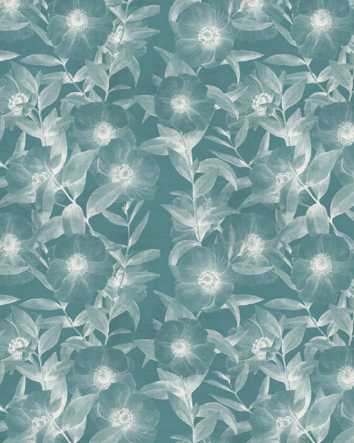 Moody Florals Deep Teal Blue Wallpaper from Olive et Oriel where you can shop wallpaper and artworks online