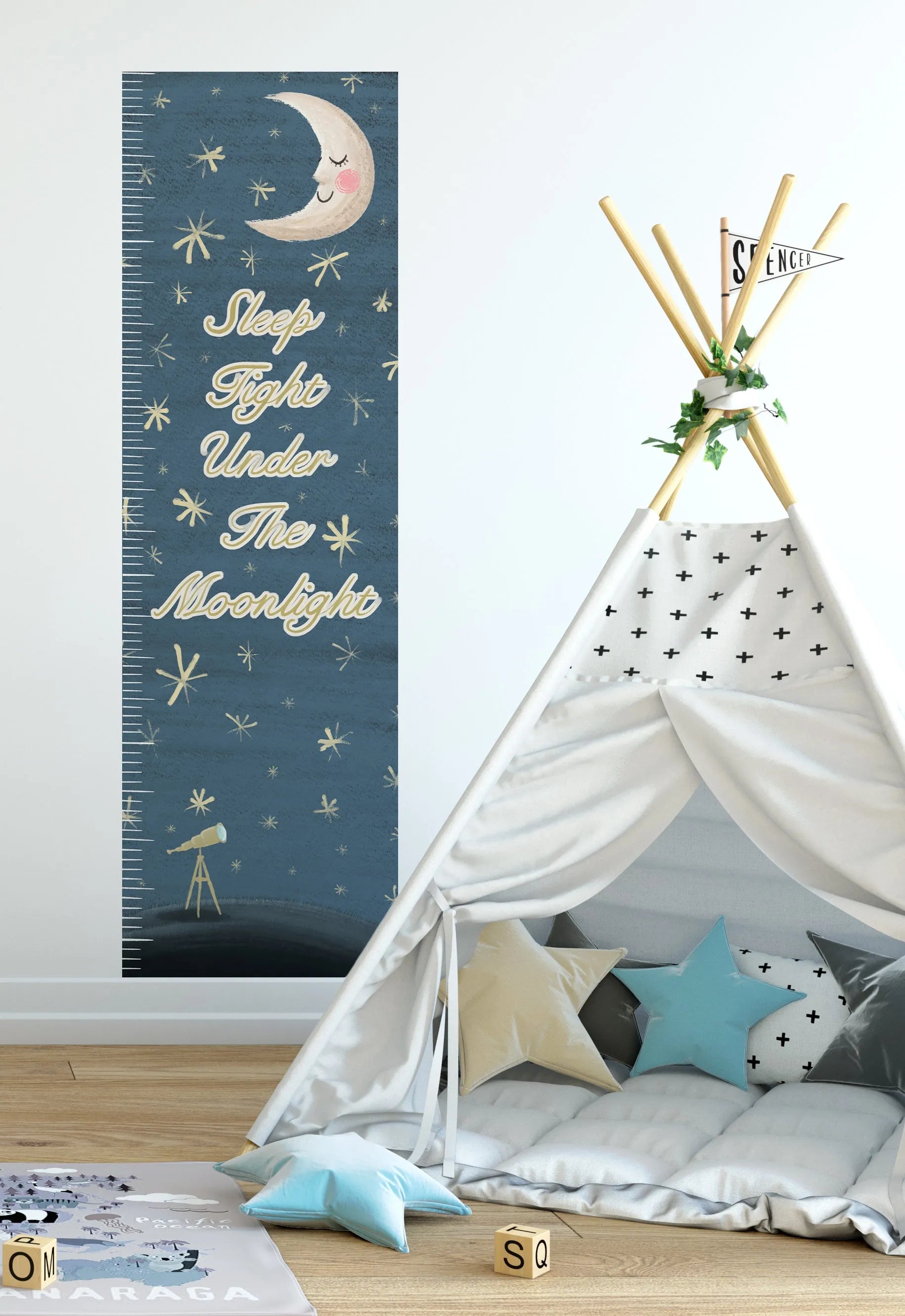 Sleep Tight under the Moonlight Height Chart Decal from Olive et Oriel where you can shop wallpaper and artworks online