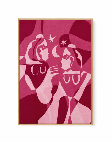 Moonlit Sisters by Shatha Al Dafai | Framed Canvas Art Print from Olive et Oriel where you can shop wallpaper and artworks online