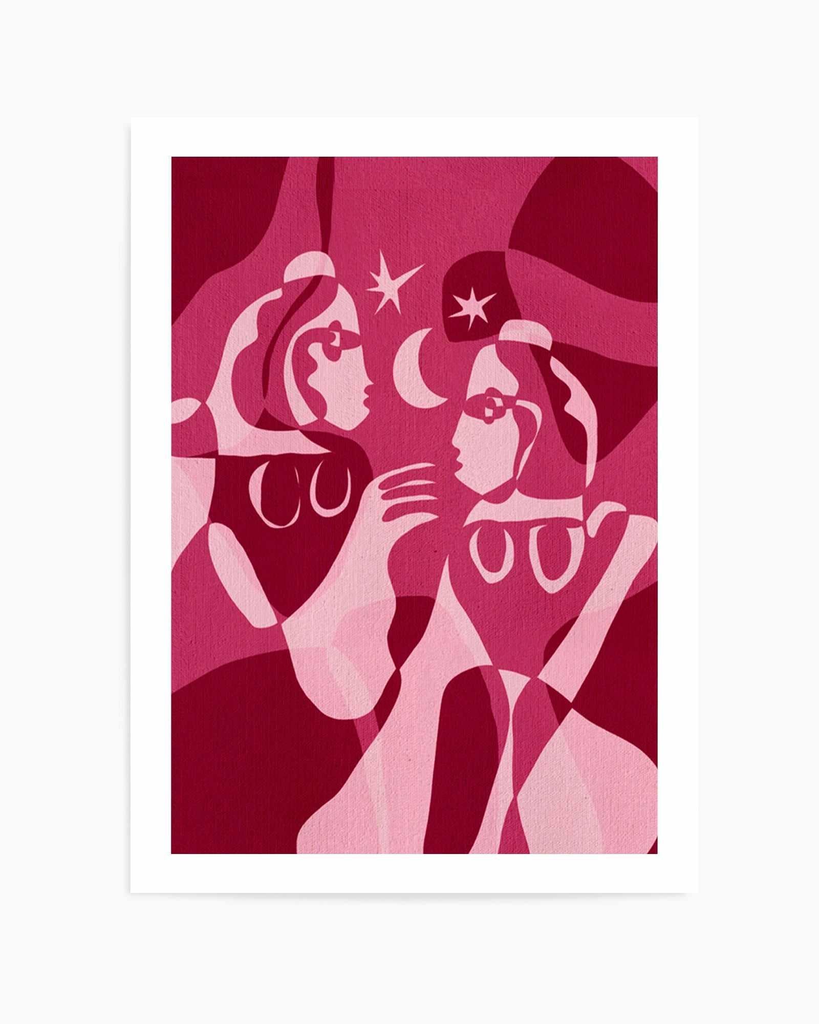 Moonlit Sisters by Shatha Al Dafai | Art Print from Olive et Oriel where you can shop wallpaper and artworks online