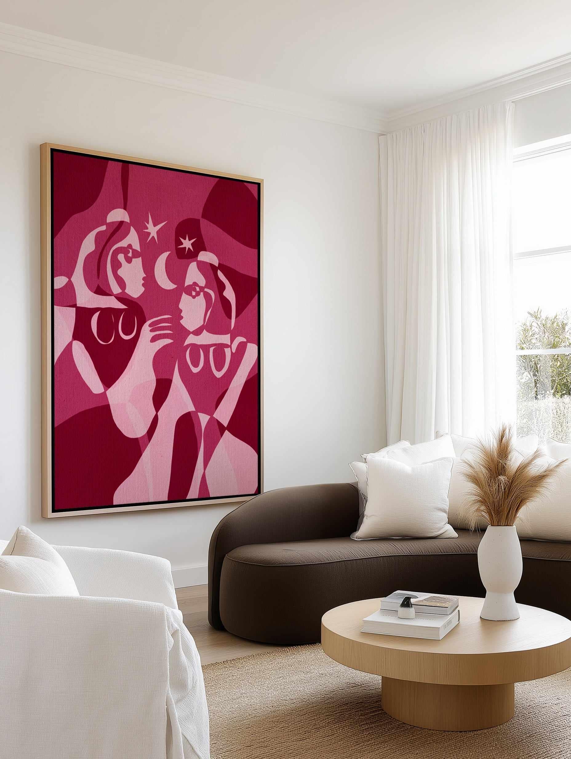Moonlit Sisters by Shatha Al Dafai | Framed Canvas Art Print from Olive et Oriel where you can shop wallpaper and artworks online