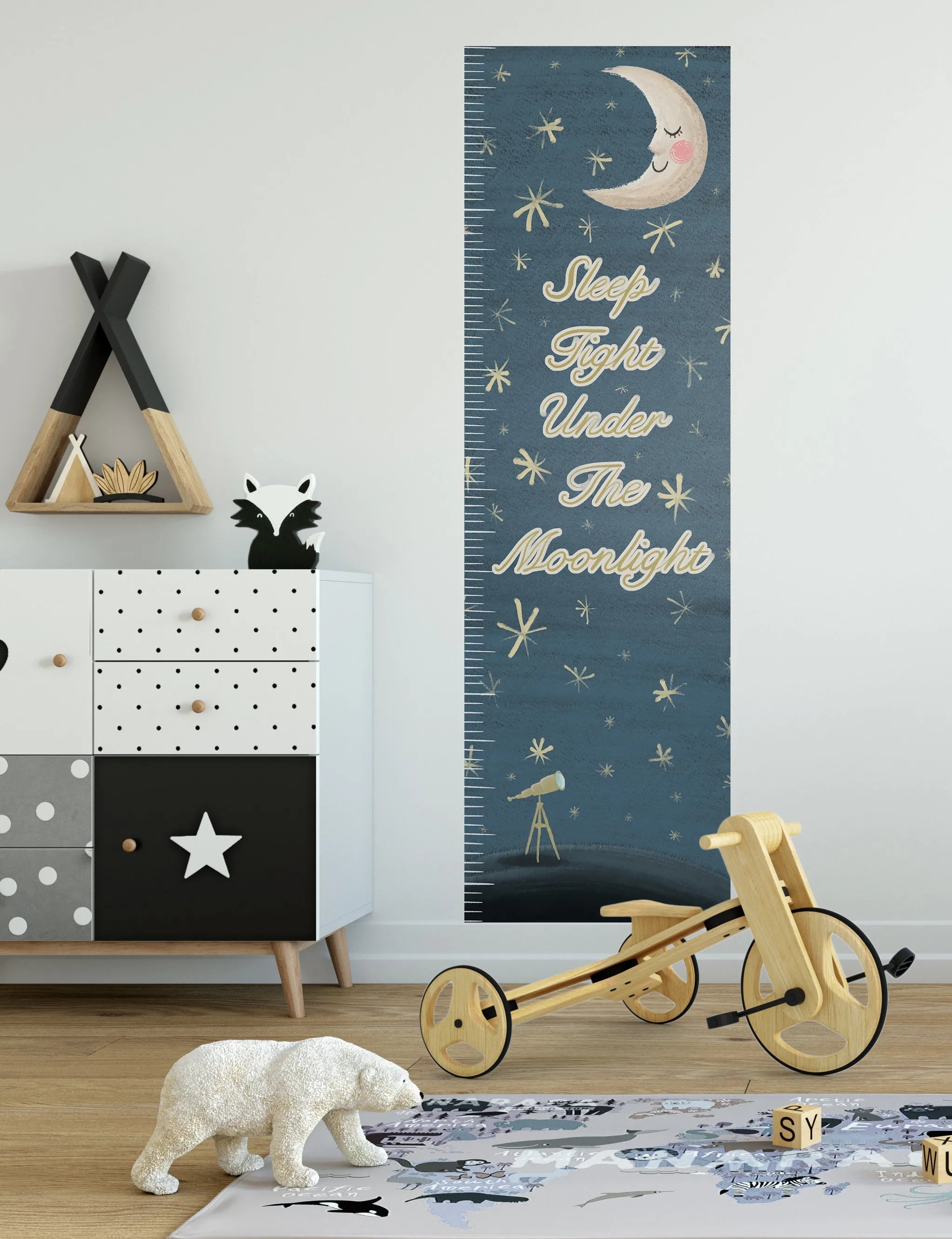 Sleep Tight under the Moonlight Height Chart Decal from Olive et Oriel where you can shop wallpaper and artworks online