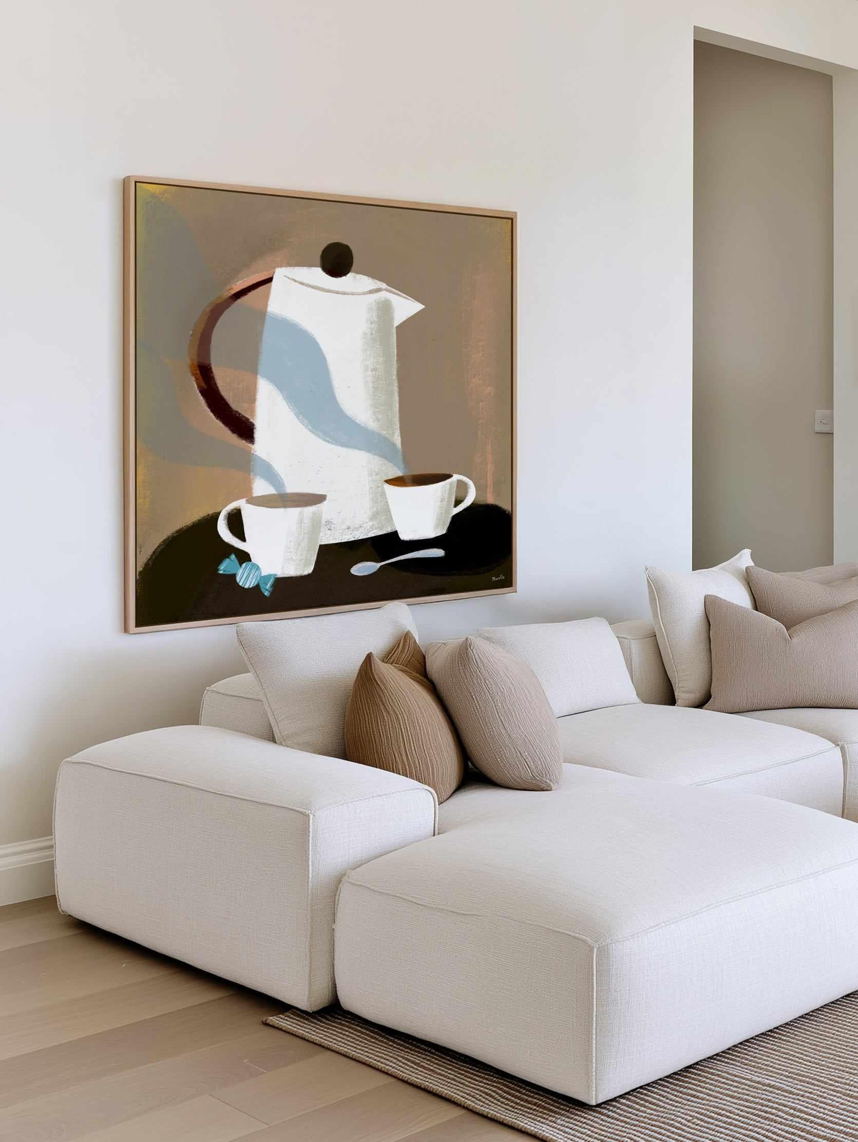 Morning Coffee by Marco Marella | Framed Canvas Art Print from Olive et Oriel where you can shop wallpaper and artworks online