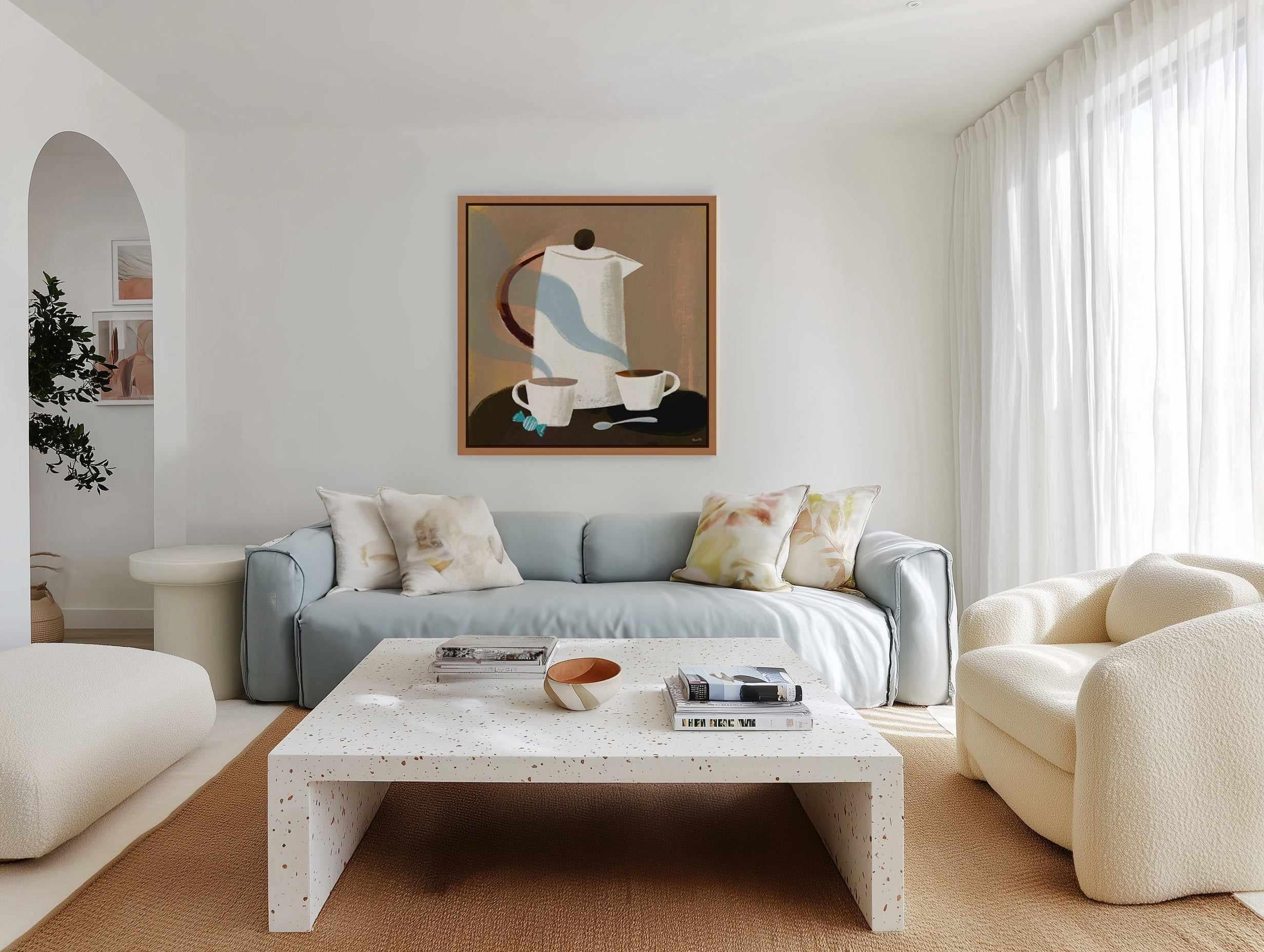 Morning Coffee by Marco Marella | Framed Canvas Art Print from Olive et Oriel where you can shop wallpaper and artworks online