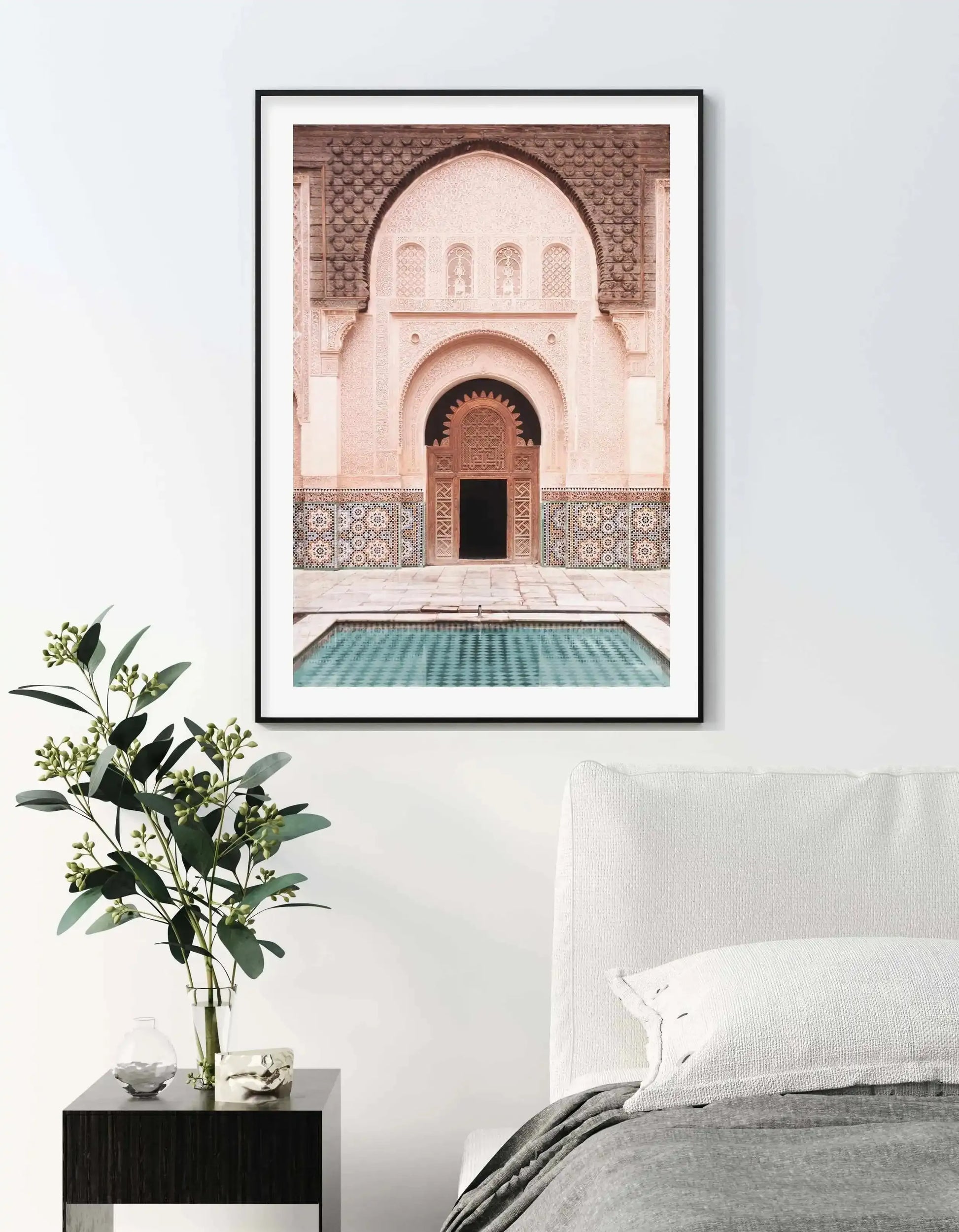 Morning Walk | Marrakech Art Print-Shop Australian Art Prints Online with Olive et Oriel - Our collection of Moroccan art prints offer unique wall art including moroccan arches and pink morocco doors of marrakech - this collection will add soft feminine colour to your walls and some may say bohemian style. These traditional morocco landscape photography includes desert scenes of palm trees and camel art prints - there is art on canvas and extra large wall art with fast, free shipping across Aust