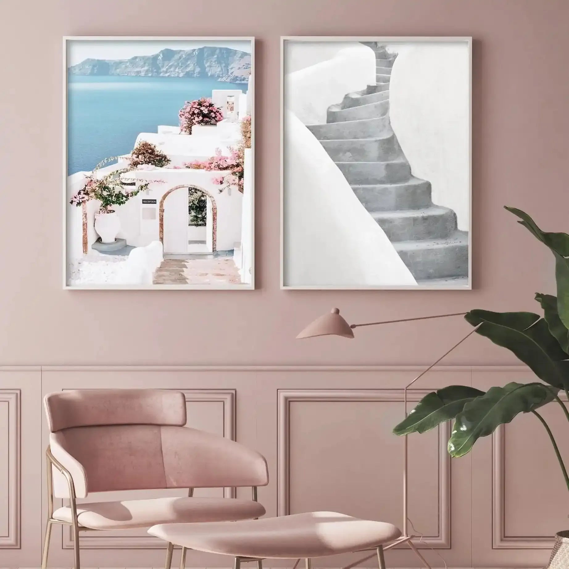 Morning Walk | Santorini Art Print-Shop Greece Wall Art Prints Online with Olive et Oriel - Our collection of Greek Islands art prints offer unique wall art including blue domes of Santorini in Oia, mediterranean sea prints and incredible posters from Milos and other Greece landscape photography - this collection will add mediterranean blue to your home, perfect for updating the walls in coastal, beach house style. There is Greece art on canvas and extra large wall art with fast, free shipping a