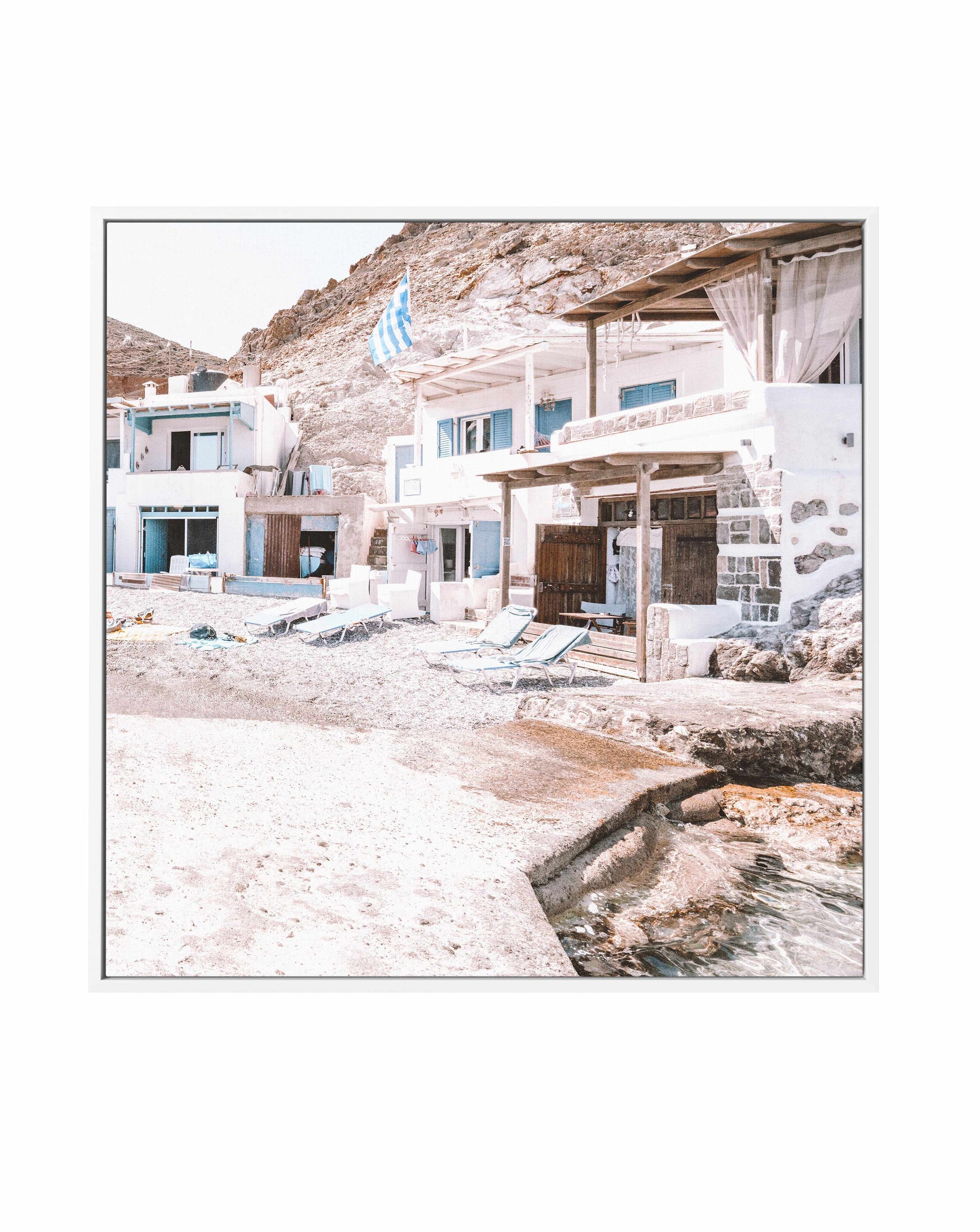 Mornings in Milos | Framed Canvas Art Print from Olive et Oriel where you can shop wallpaper and artworks online