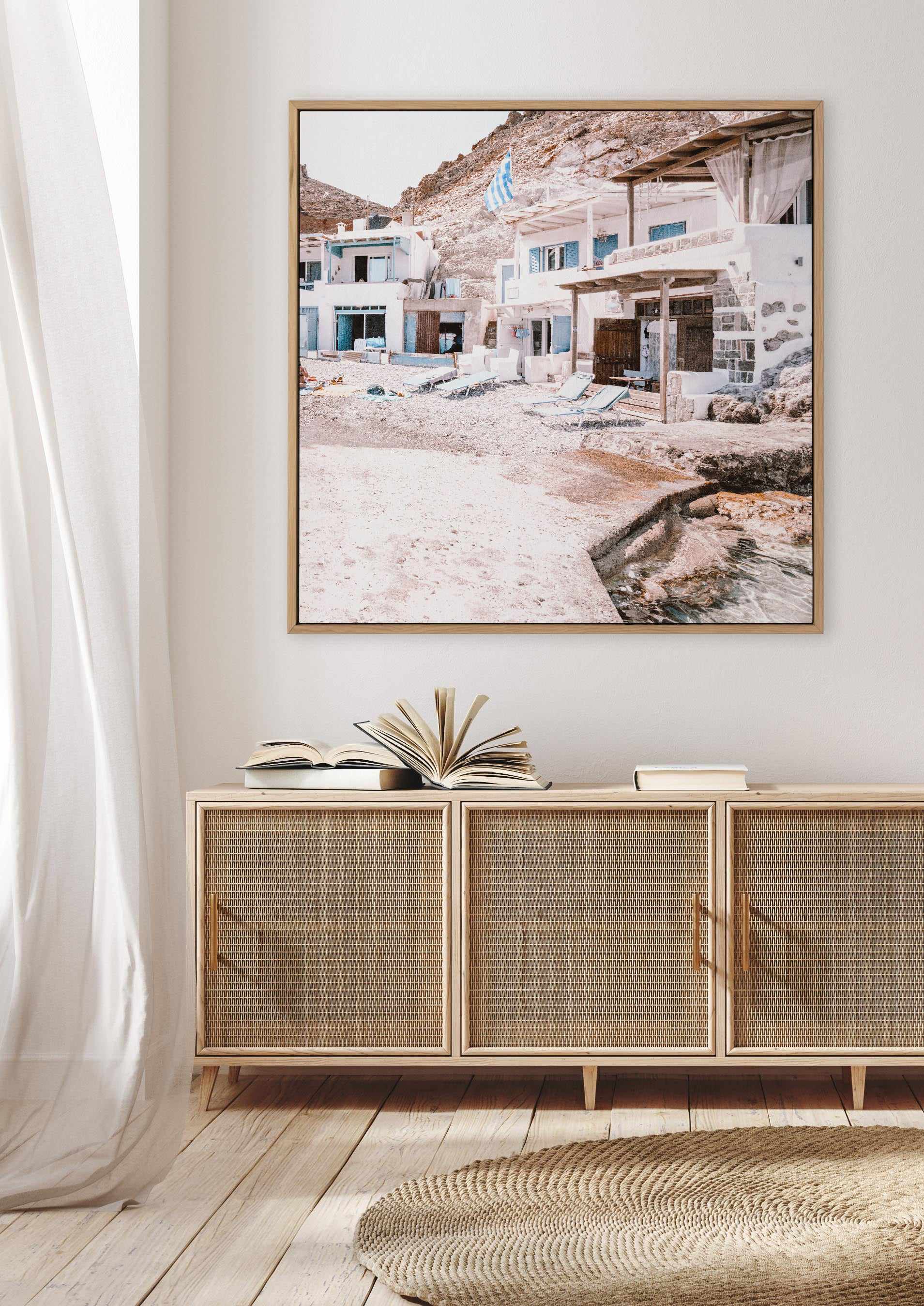 Mornings in Milos | Framed Canvas Art Print from Olive et Oriel where you can shop wallpaper and artworks online