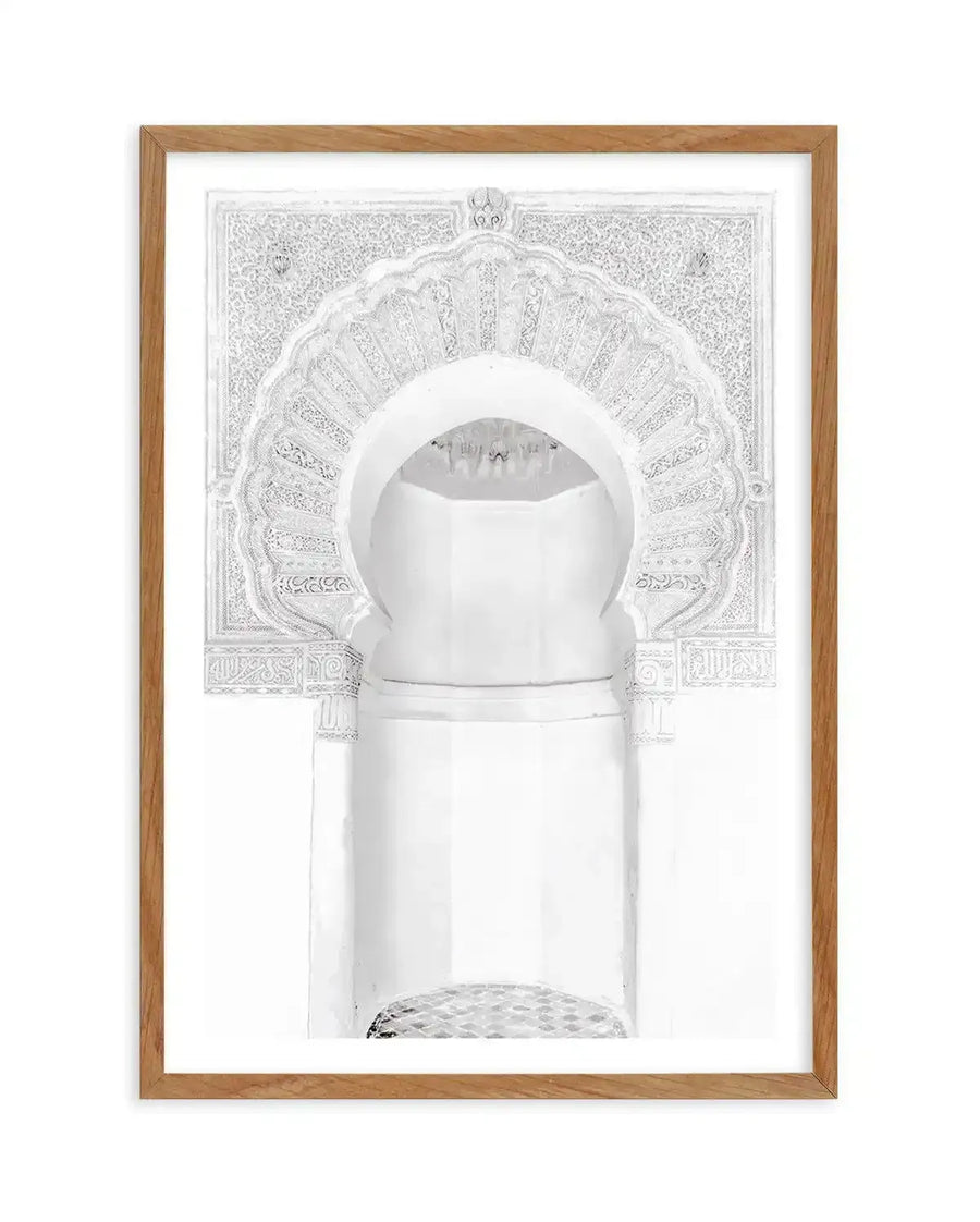 Moroccan Arch | White Art Print-Shop Australian Art Prints Online with Olive et Oriel - Our collection of Moroccan art prints offer unique wall art including moroccan arches and pink morocco doors of marrakech - this collection will add soft feminine colour to your walls and some may say bohemian style. These traditional morocco landscape photography includes desert scenes of palm trees and camel art prints - there is art on canvas and extra large wall art with fast, free shipping across Austral