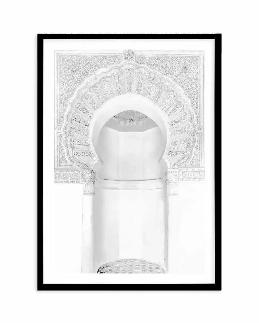Moroccan Arch | White Art Print-Shop Australian Art Prints Online with Olive et Oriel - Our collection of Moroccan art prints offer unique wall art including moroccan arches and pink morocco doors of marrakech - this collection will add soft feminine colour to your walls and some may say bohemian style. These traditional morocco landscape photography includes desert scenes of palm trees and camel art prints - there is art on canvas and extra large wall art with fast, free shipping across Austral