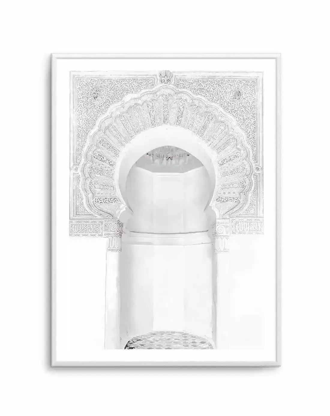 Moroccan Arch | White Art Print-Shop Australian Art Prints Online with Olive et Oriel - Our collection of Moroccan art prints offer unique wall art including moroccan arches and pink morocco doors of marrakech - this collection will add soft feminine colour to your walls and some may say bohemian style. These traditional morocco landscape photography includes desert scenes of palm trees and camel art prints - there is art on canvas and extra large wall art with fast, free shipping across Austral