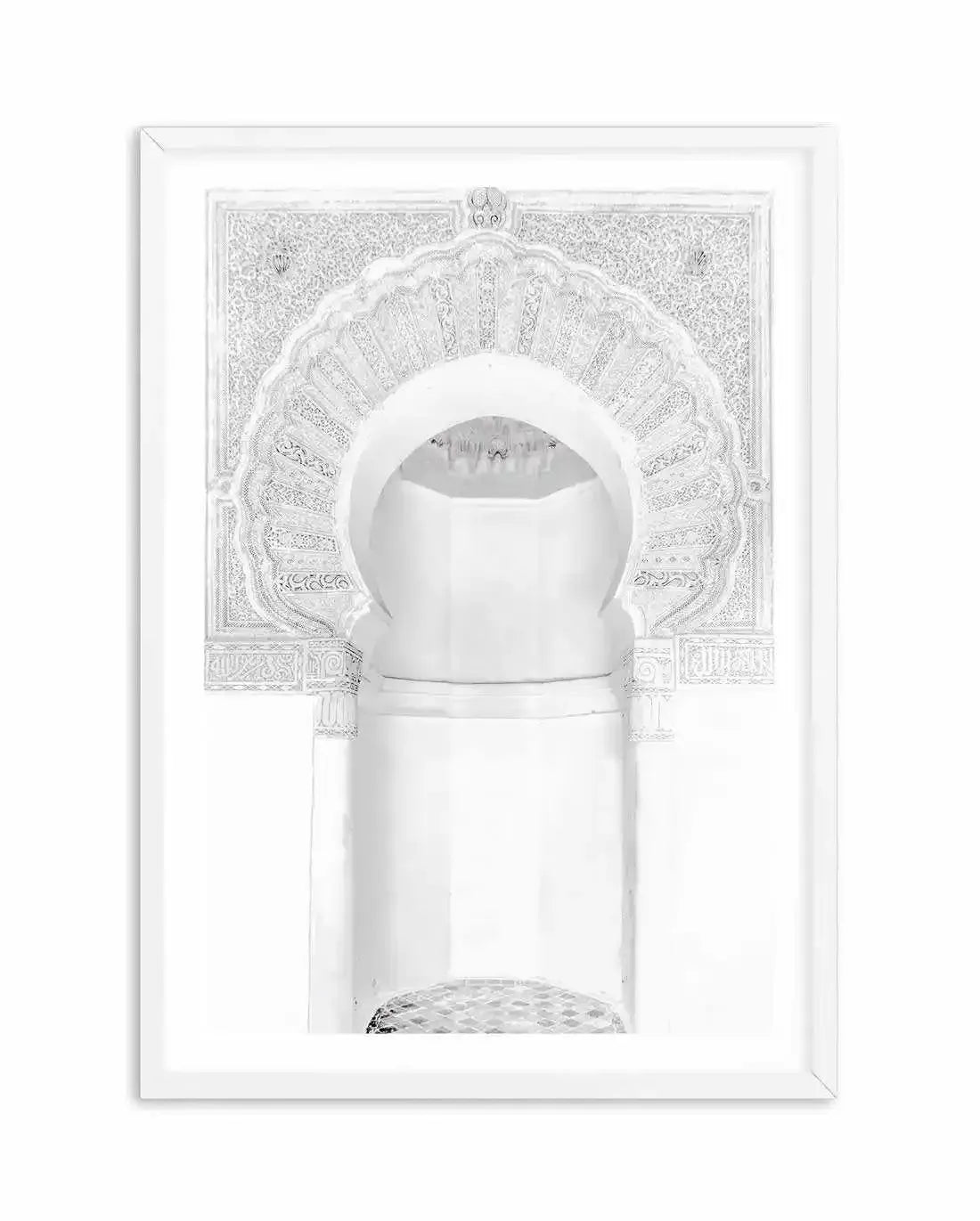 Moroccan Arch | White Art Print-Shop Australian Art Prints Online with Olive et Oriel - Our collection of Moroccan art prints offer unique wall art including moroccan arches and pink morocco doors of marrakech - this collection will add soft feminine colour to your walls and some may say bohemian style. These traditional morocco landscape photography includes desert scenes of palm trees and camel art prints - there is art on canvas and extra large wall art with fast, free shipping across Austral