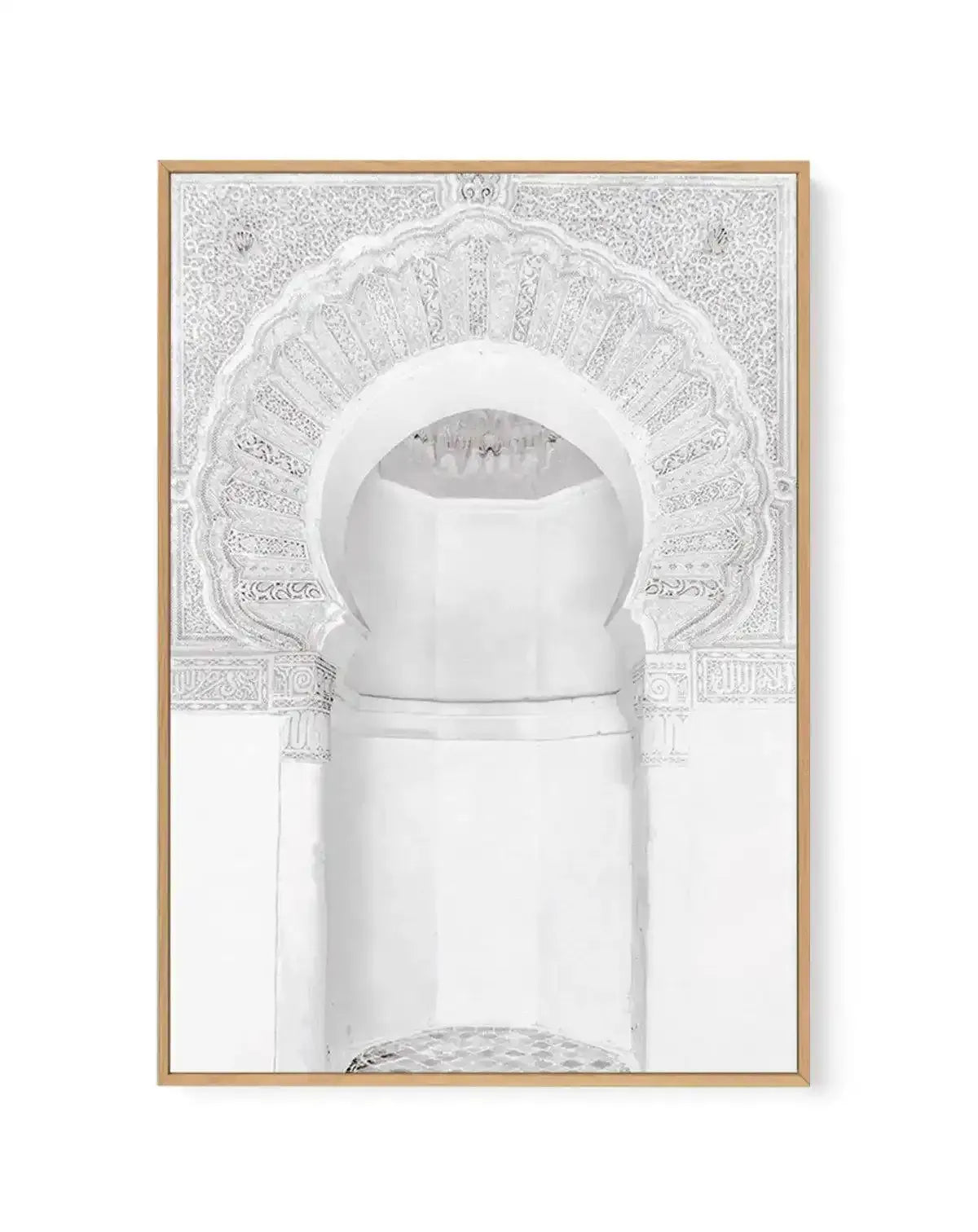 Moroccan Arch | White | Framed Canvas-Shop Australian Art Prints Online with Olive et Oriel - Our collection of Moroccan art prints offer unique wall art including moroccan arches and pink morocco doors of marrakech - this collection will add soft feminine colour to your walls and some may say bohemian style. These traditional morocco landscape photography includes desert scenes of palm trees and camel art prints - there is art on canvas and extra large wall art with fast, free shipping across A