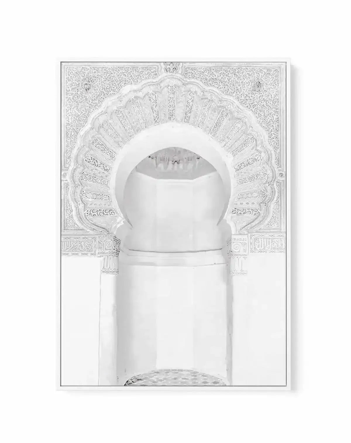 Moroccan Arch | White | Framed Canvas-Shop Australian Art Prints Online with Olive et Oriel - Our collection of Moroccan art prints offer unique wall art including moroccan arches and pink morocco doors of marrakech - this collection will add soft feminine colour to your walls and some may say bohemian style. These traditional morocco landscape photography includes desert scenes of palm trees and camel art prints - there is art on canvas and extra large wall art with fast, free shipping across A