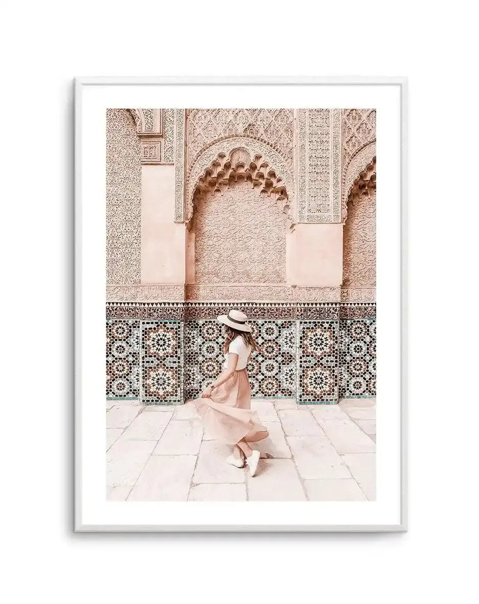 Moroccan Days Art Print-Shop Australian Art Prints Online with Olive et Oriel - Our collection of Moroccan art prints offer unique wall art including moroccan arches and pink morocco doors of marrakech - this collection will add soft feminine colour to your walls and some may say bohemian style. These traditional morocco landscape photography includes desert scenes of palm trees and camel art prints - there is art on canvas and extra large wall art with fast, free shipping across Australia. Upda