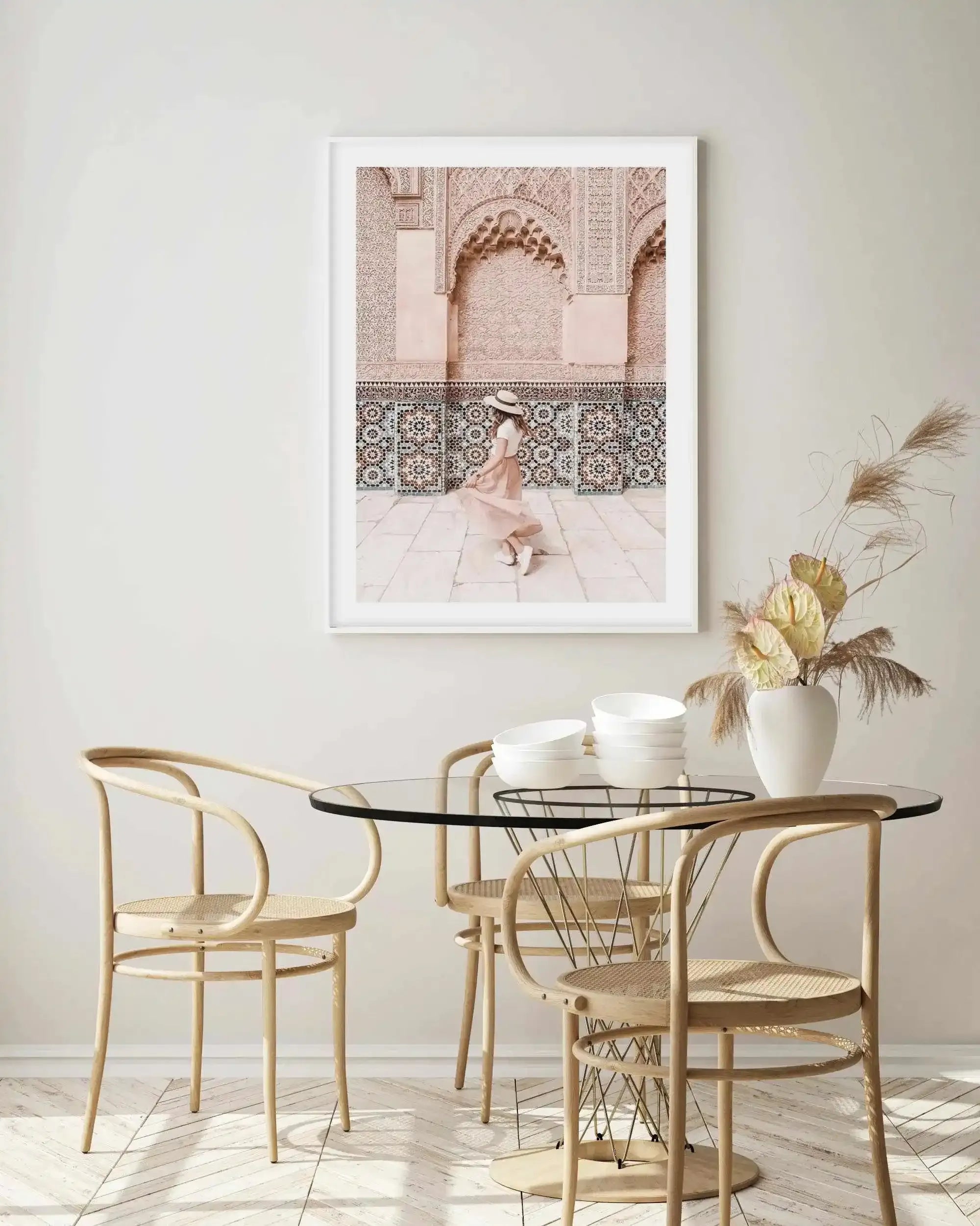 Moroccan Days Art Print-Shop Australian Art Prints Online with Olive et Oriel - Our collection of Moroccan art prints offer unique wall art including moroccan arches and pink morocco doors of marrakech - this collection will add soft feminine colour to your walls and some may say bohemian style. These traditional morocco landscape photography includes desert scenes of palm trees and camel art prints - there is art on canvas and extra large wall art with fast, free shipping across Australia. Upda