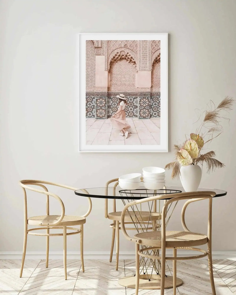Moroccan Days Art Print-Shop Australian Art Prints Online with Olive et Oriel - Our collection of Moroccan art prints offer unique wall art including moroccan arches and pink morocco doors of marrakech - this collection will add soft feminine colour to your walls and some may say bohemian style. These traditional morocco landscape photography includes desert scenes of palm trees and camel art prints - there is art on canvas and extra large wall art with fast, free shipping across Australia. Upda