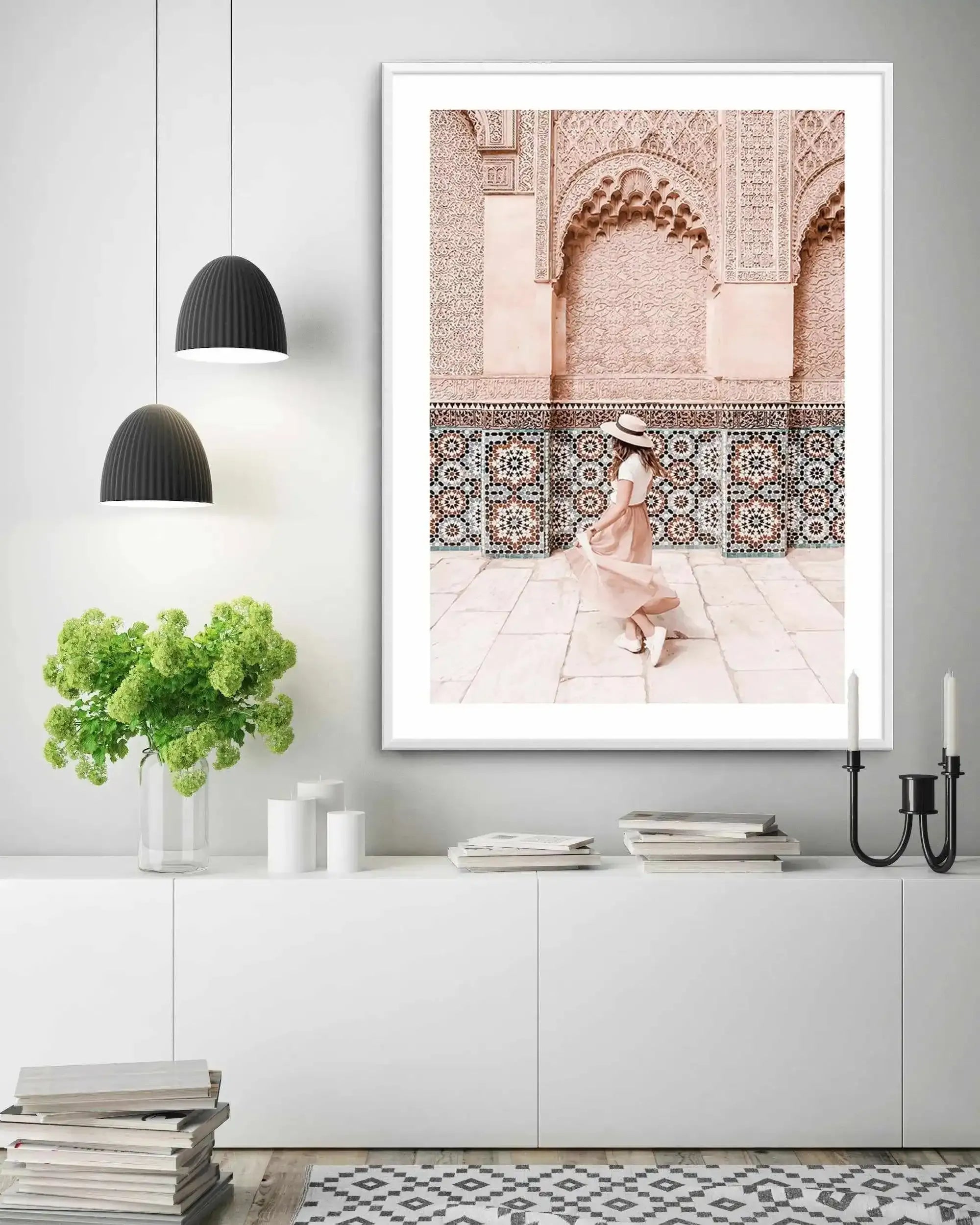 Moroccan Days Art Print-Shop Australian Art Prints Online with Olive et Oriel - Our collection of Moroccan art prints offer unique wall art including moroccan arches and pink morocco doors of marrakech - this collection will add soft feminine colour to your walls and some may say bohemian style. These traditional morocco landscape photography includes desert scenes of palm trees and camel art prints - there is art on canvas and extra large wall art with fast, free shipping across Australia. Upda
