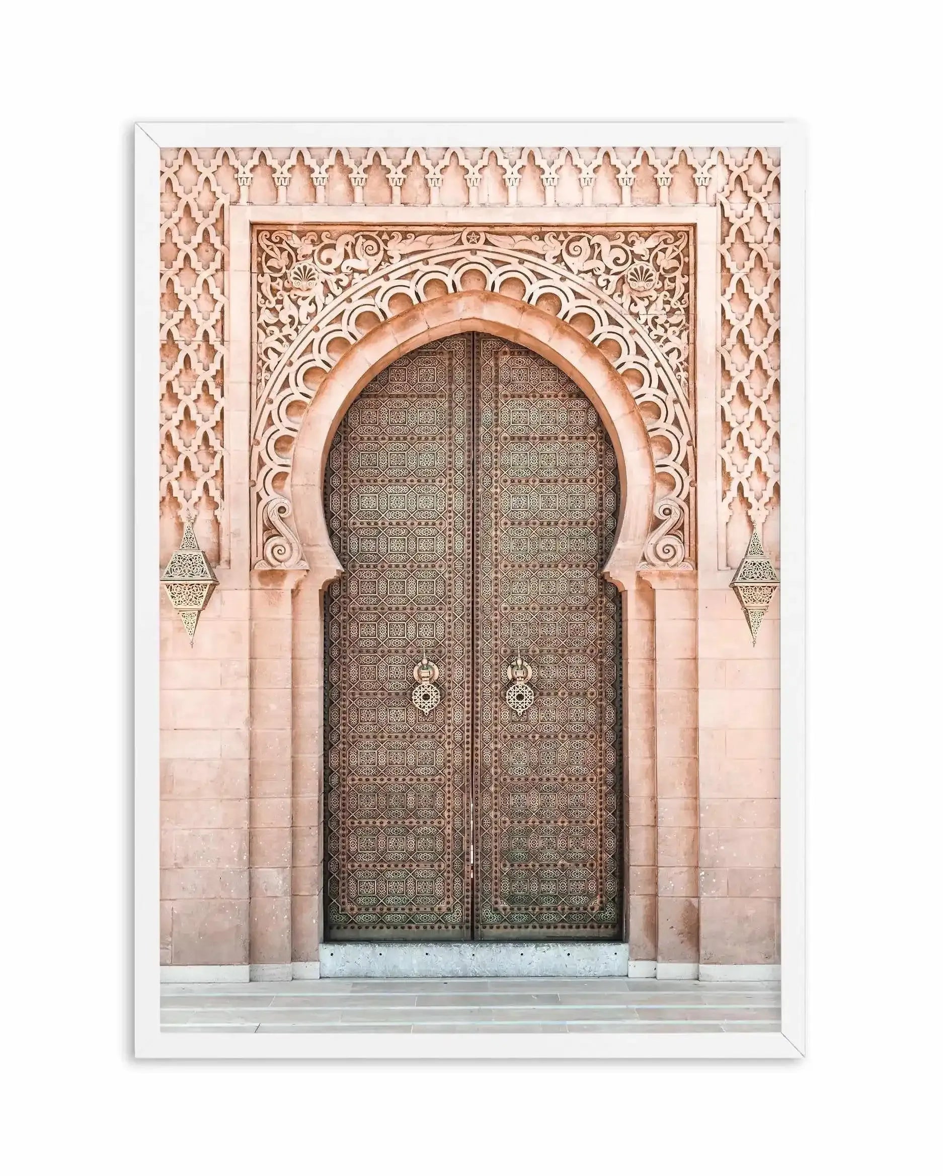 Moroccan Door | Blush Art Print-Shop Australian Art Prints Online with Olive et Oriel - Our collection of Moroccan art prints offer unique wall art including moroccan arches and pink morocco doors of marrakech - this collection will add soft feminine colour to your walls and some may say bohemian style. These traditional morocco landscape photography includes desert scenes of palm trees and camel art prints - there is art on canvas and extra large wall art with fast, free shipping across Austral
