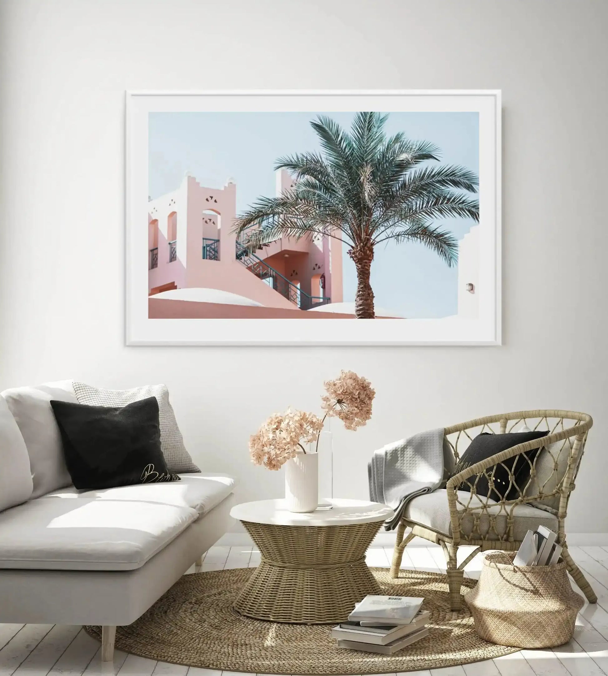 Moroccan Hideaway | LS Art Print-Shop Australian Art Prints Online with Olive et Oriel - Our collection of Moroccan art prints offer unique wall art including moroccan arches and pink morocco doors of marrakech - this collection will add soft feminine colour to your walls and some may say bohemian style. These traditional morocco landscape photography includes desert scenes of palm trees and camel art prints - there is art on canvas and extra large wall art with fast, free shipping across Austra