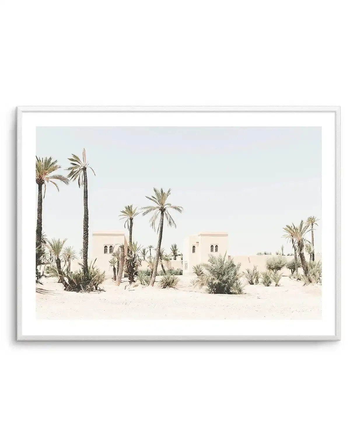 Moroccan Mirage | LS Art Print-Shop Australian Art Prints Online with Olive et Oriel - Our collection of Moroccan art prints offer unique wall art including moroccan arches and pink morocco doors of marrakech - this collection will add soft feminine colour to your walls and some may say bohemian style. These traditional morocco landscape photography includes desert scenes of palm trees and camel art prints - there is art on canvas and extra large wall art with fast, free shipping across Australi