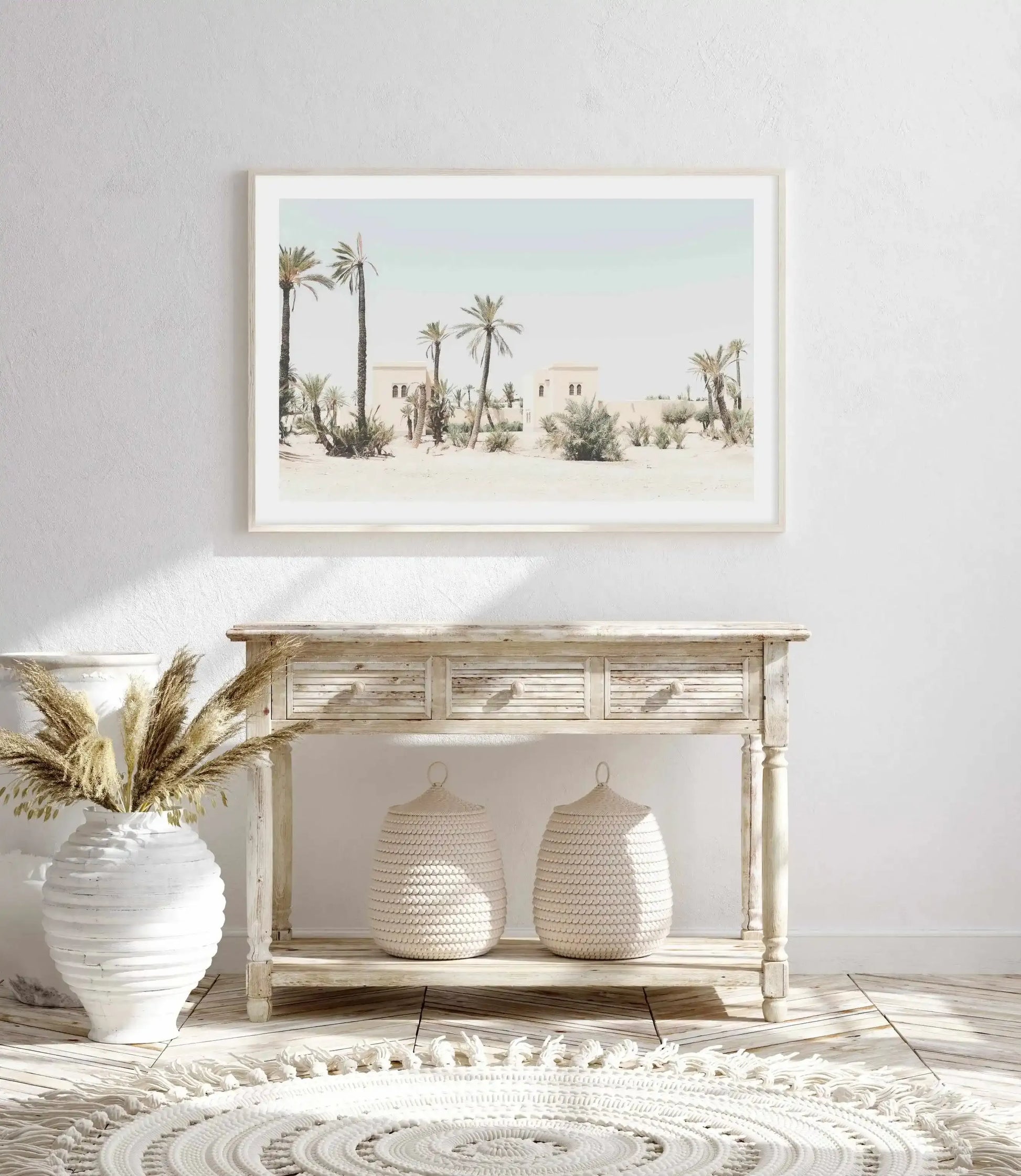 Moroccan Mirage | LS Art Print-Shop Australian Art Prints Online with Olive et Oriel - Our collection of Moroccan art prints offer unique wall art including moroccan arches and pink morocco doors of marrakech - this collection will add soft feminine colour to your walls and some may say bohemian style. These traditional morocco landscape photography includes desert scenes of palm trees and camel art prints - there is art on canvas and extra large wall art with fast, free shipping across Australi