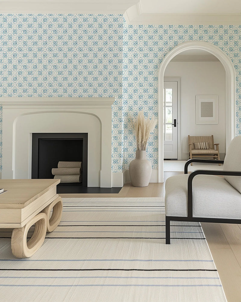 Moroccan Flower Tile Wallpaper from Olive et Oriel where you can shop wallpaper and artworks online