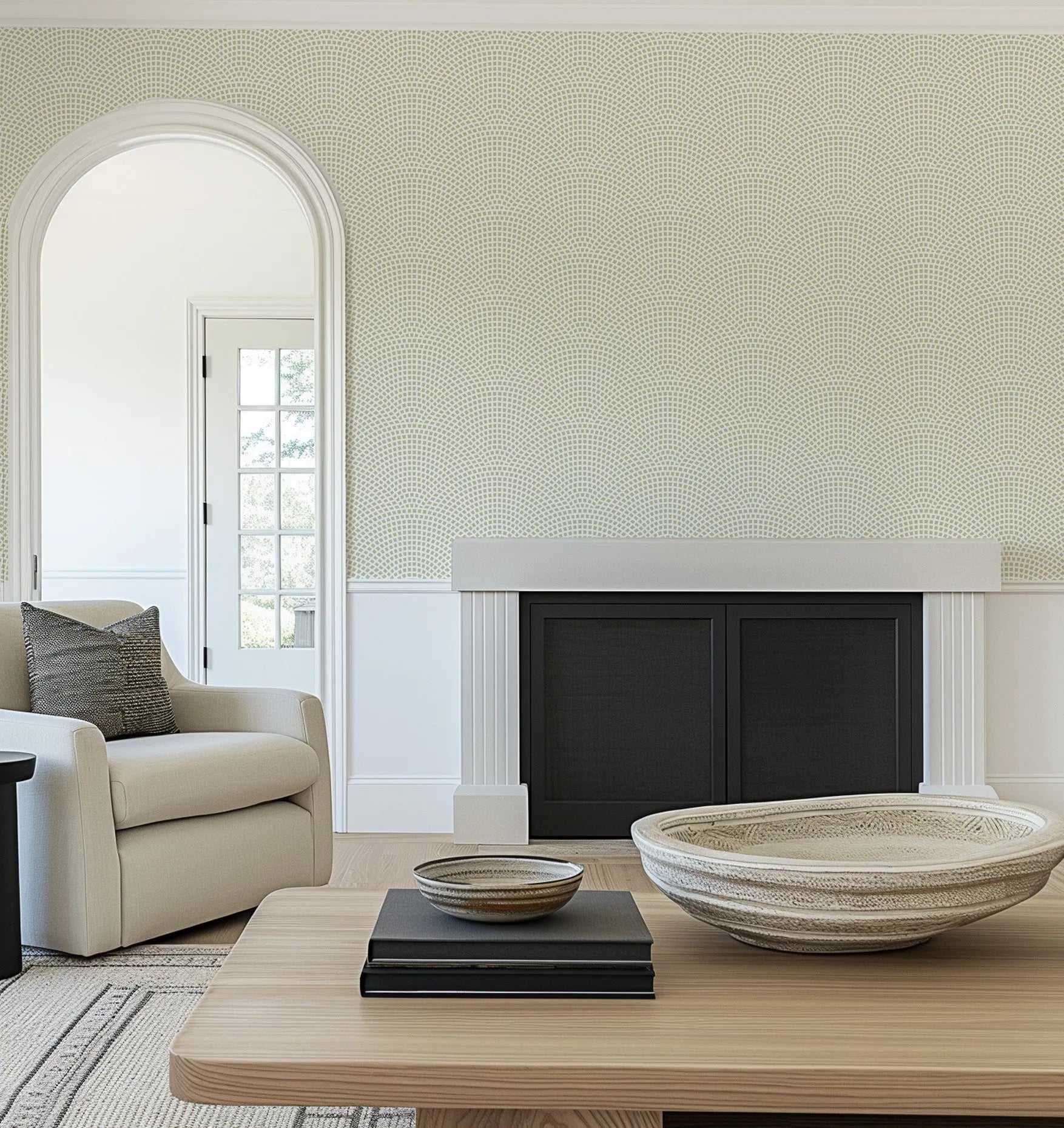 Mosaic Arches Wallpaper | 3 Colour Options from Olive et Oriel where you can shop wallpaper and artworks online