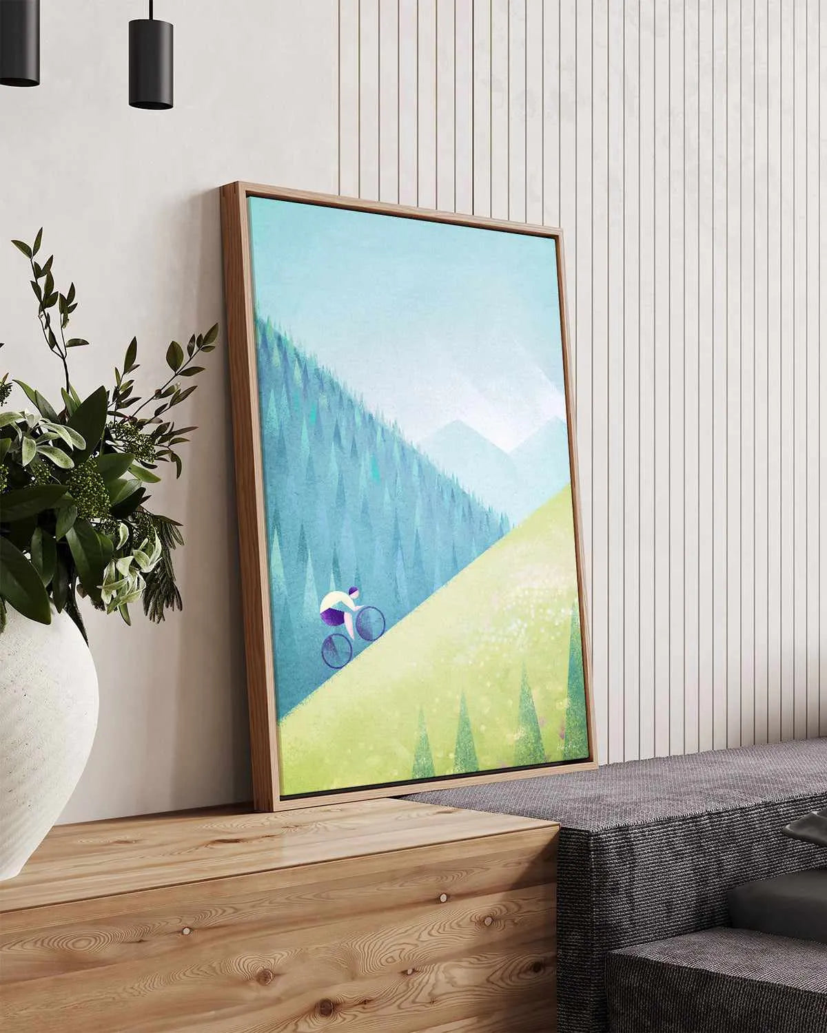Mountain Cycle by Henry Rivers | Framed Canvas Art Print from Olive et Oriel where you can shop wallpaper and artworks online
