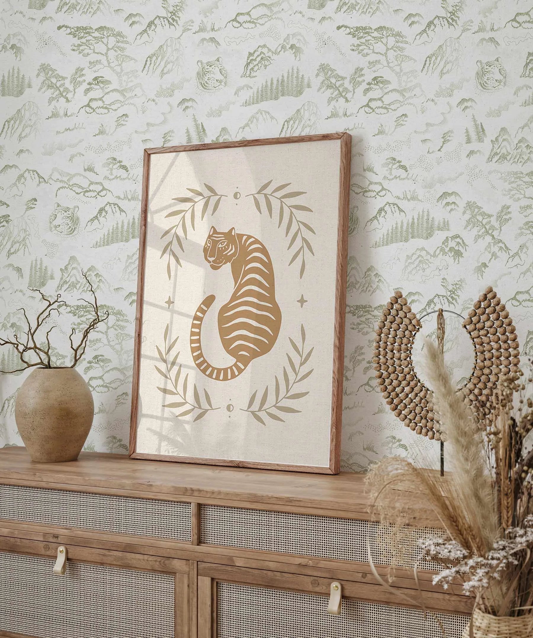 Mountain Tiger in Sage Wallpaper-Wallpaper-Buy Kids Removable Wallpaper Online Our Custom Made Children√¢‚Ç¨‚Ñ¢s Wallpapers Are A Fun Way To Decorate And Enhance Boys Bedroom Decor And Girls Bedrooms They Are An Amazing Addition To Your Kids Bedroom Walls Our Collection of Kids Wallpaper Is Sure To Transform Your Kids Rooms Interior Style From Pink Wallpaper To Dinosaur Wallpaper Even Marble Wallpapers For Teen Boys Shop Peel And Stick Wallpaper Online Today With Olive et Oriel