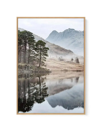 Mountain Reflections | Framed Canvas Art Print coastal art print