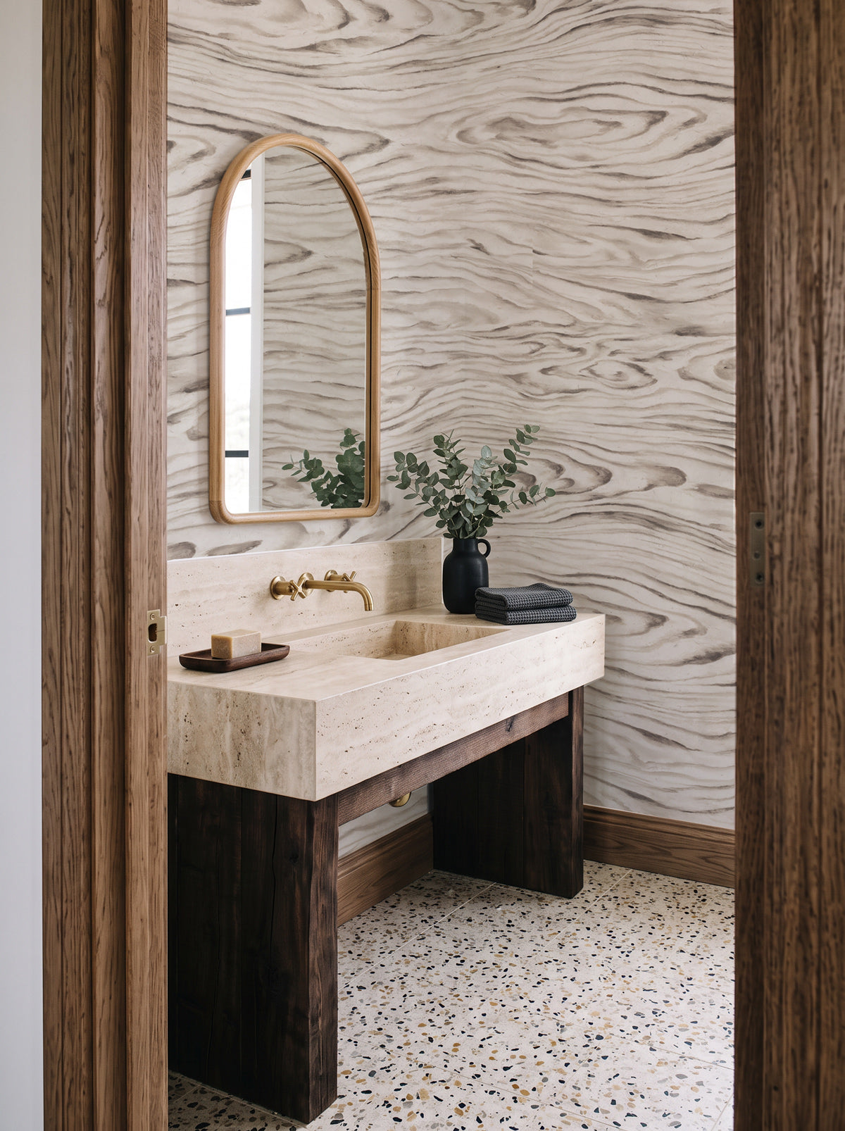 Oakmere in Mushroom Taupe Wallpaper
