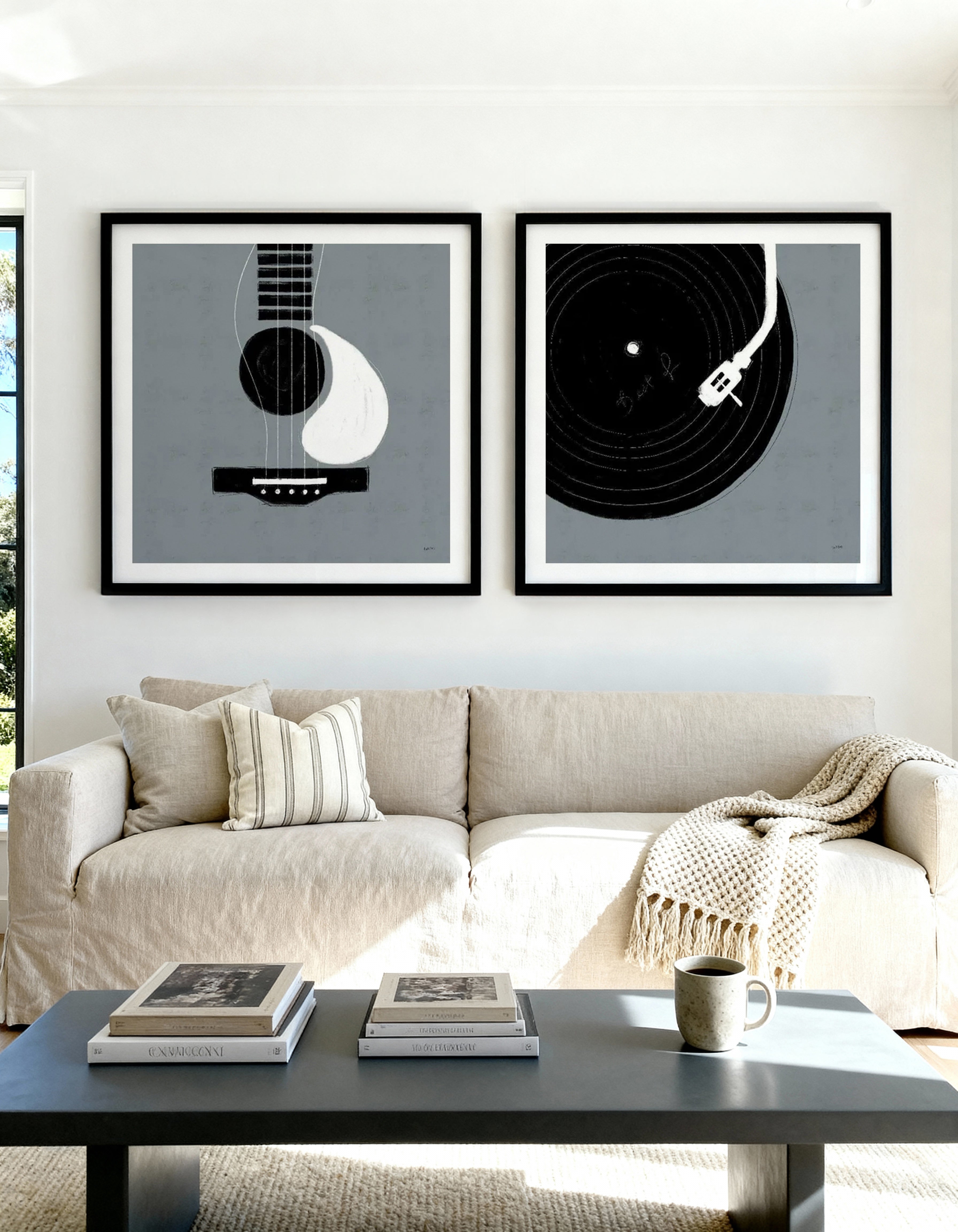 Musical Abstract I & II Art Print Set of 2 | Matching Wall Art