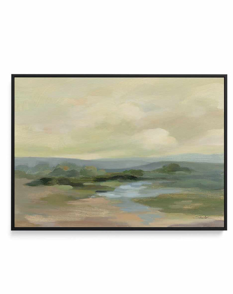 Muted Green Landscape | Framed Canvas Art Print