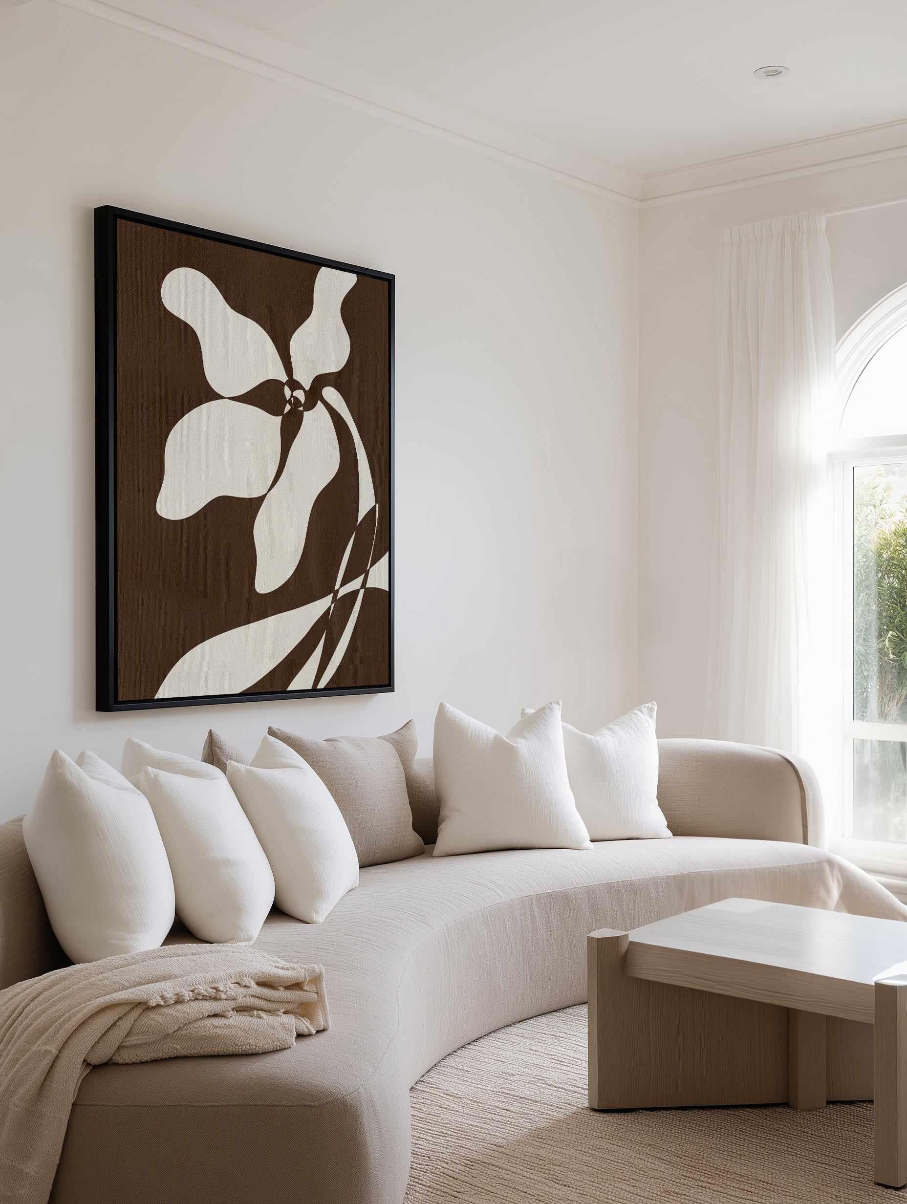 Muted Petals No 5 by Shatha Al Dafai | Framed Canvas Art Print from Olive et Oriel where you can shop wallpaper and artworks online