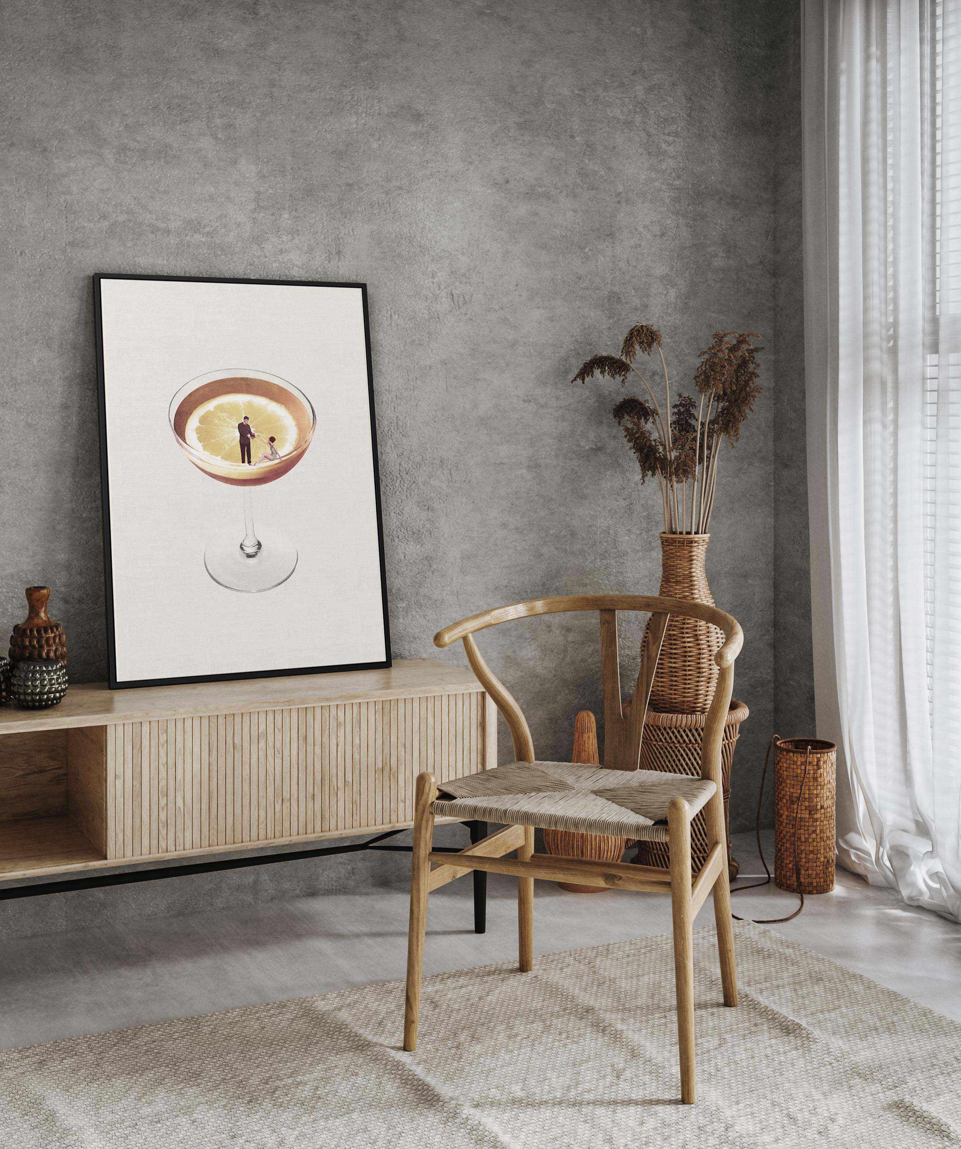 My Drink Needs a Drink By Maarten Leon | Framed Canvas Art Print from Olive et Oriel where you can shop wallpaper and artworks online